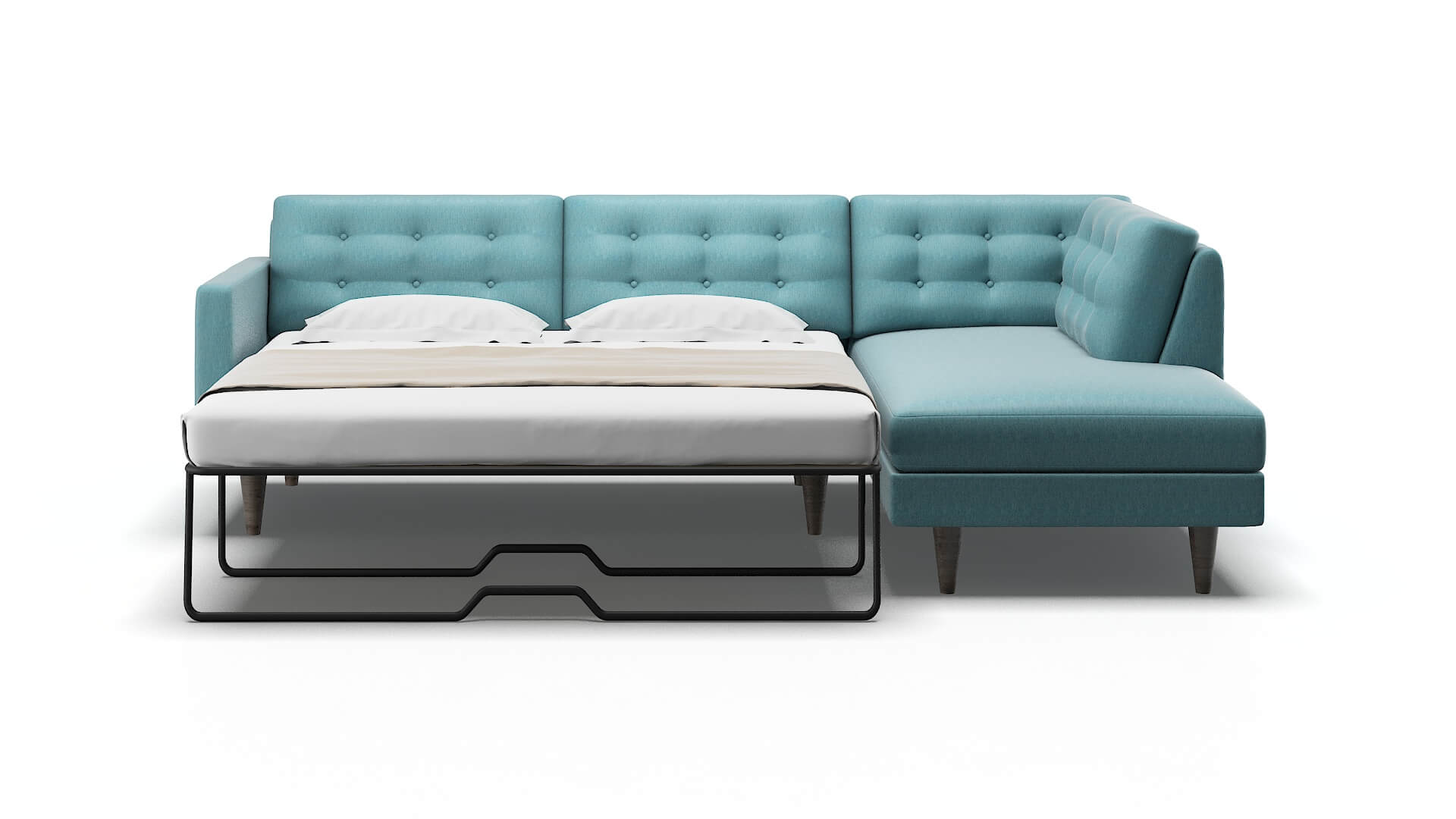 Turin Cosmo Turquoise Panel Sleeper Espresso legs 1