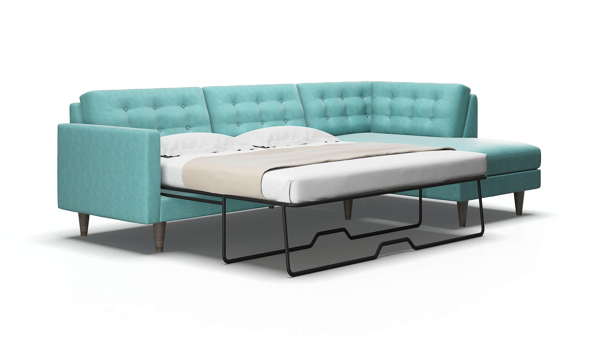 Turin Curious turquoise Panel sleeper Espresso Legs  2