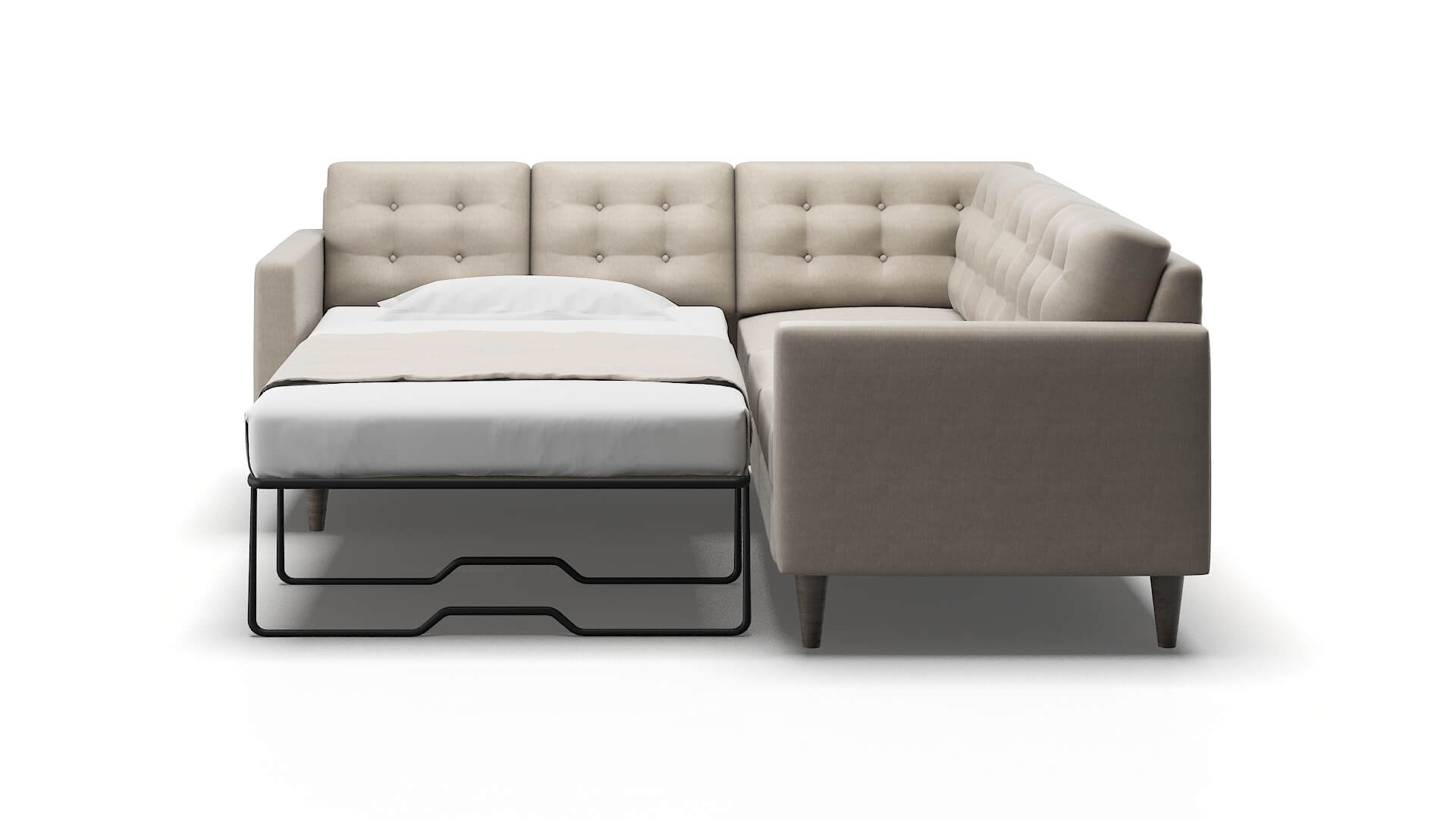 Turin Derby Linen Sectional Sleeper Espresso legs 1