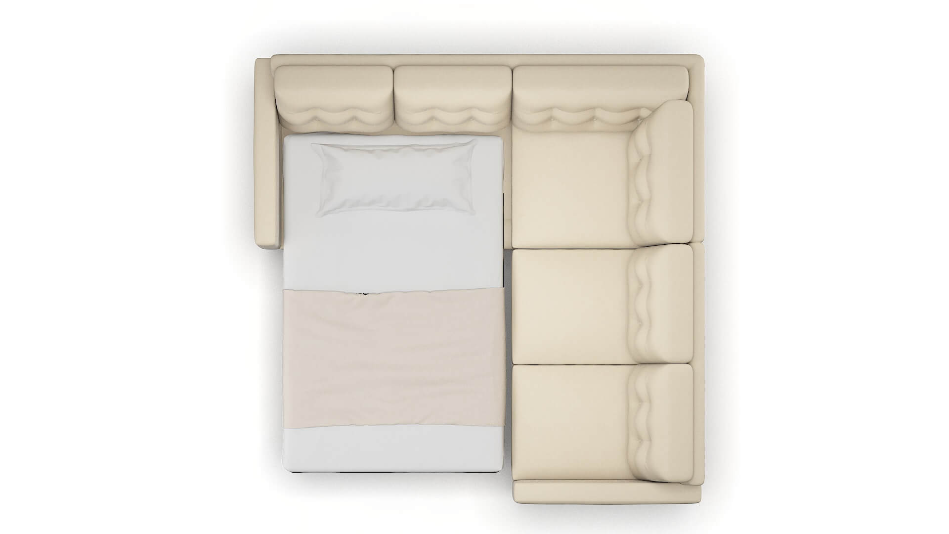 Turin Dream_d Almond Sectional Sleeper Espresso legs 3