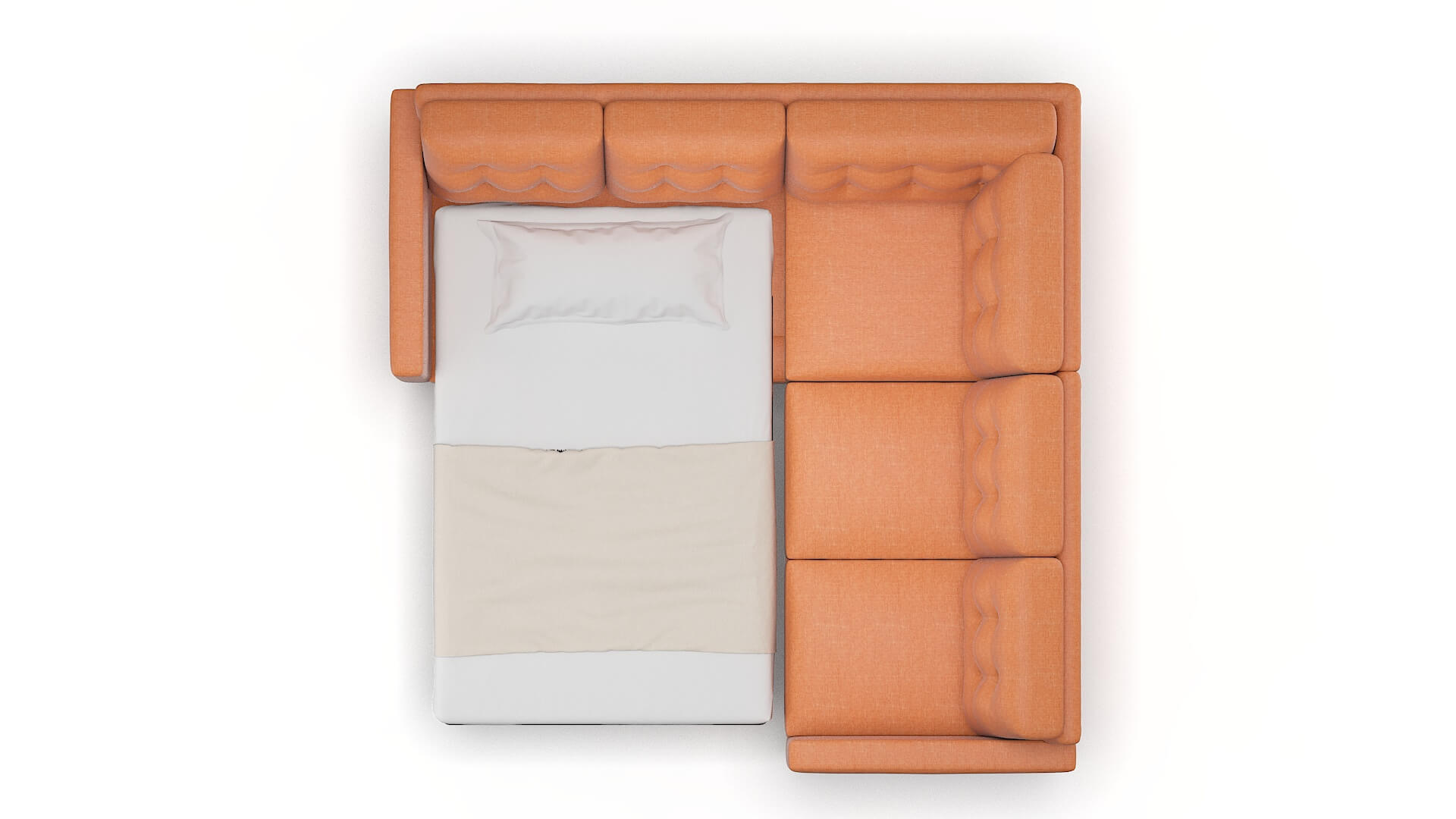 Turin Durham Tangerine Sectional Sleeper Espresso legs 3