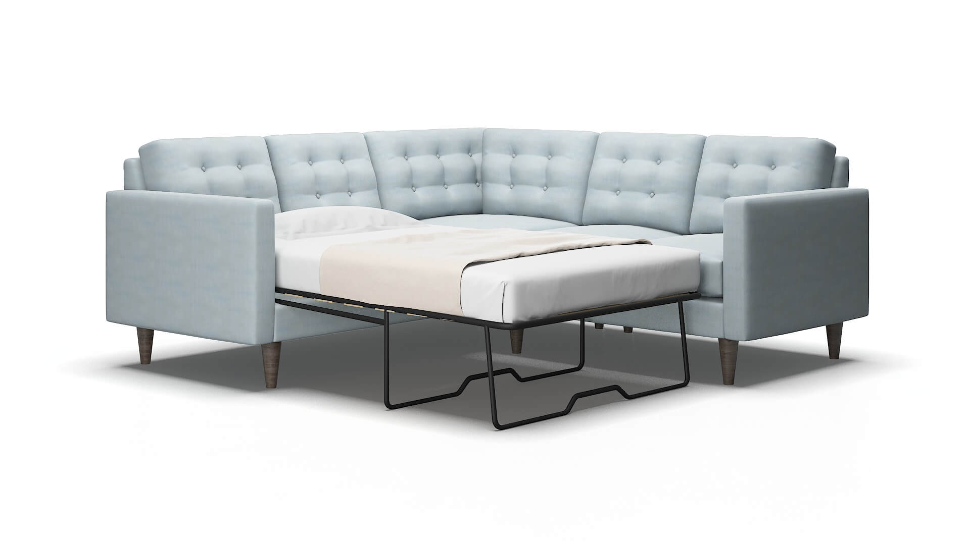 Turin Hathaway aqua Sectional sleeper Espresso Legs  2