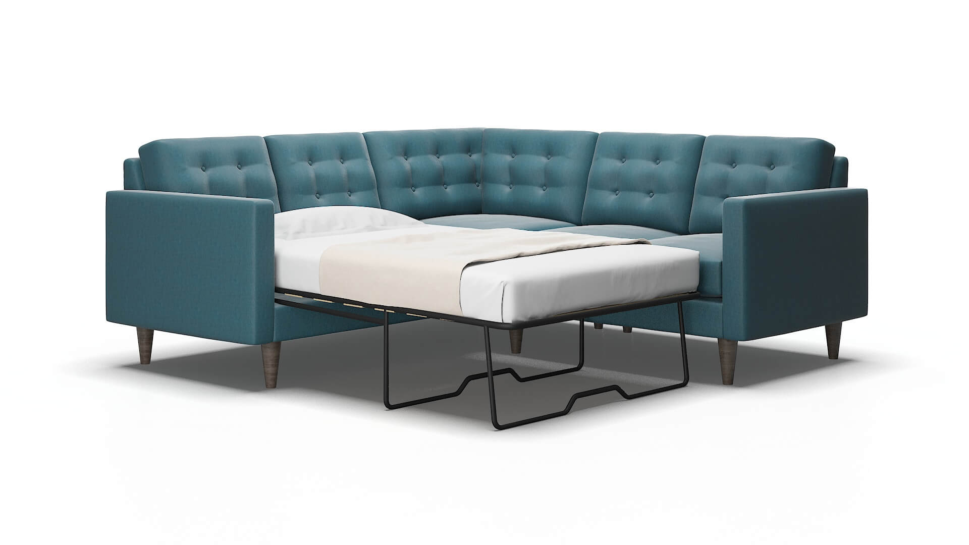Turin Hepburn teal Sectional sleeper Espresso Legs  2