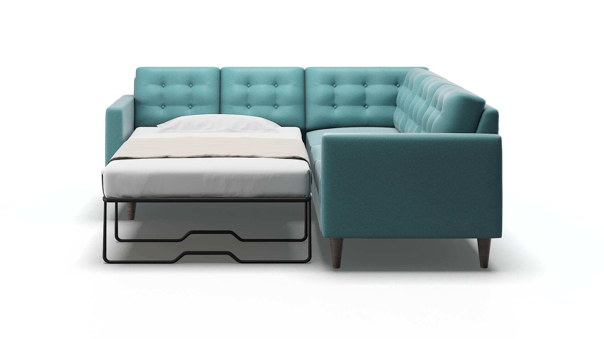 Turin Hepburn_hrp Emerald Sectional Sleeper Espresso legs 1