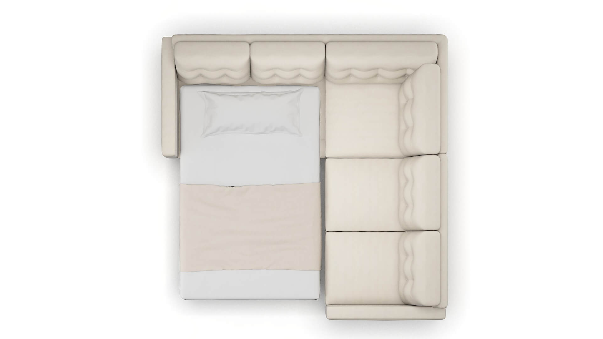 Turin Malibu Linen Sectional Sleeper Espresso legs 3