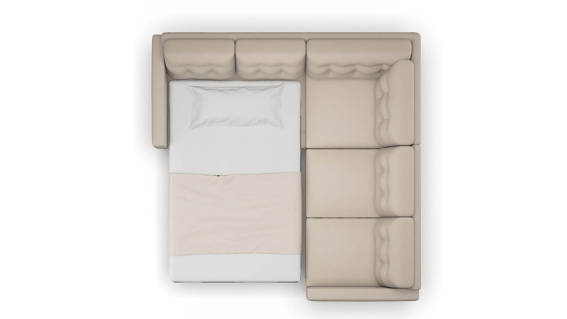 Turin Naples Almond Sectional Sleeper Espresso legs 3