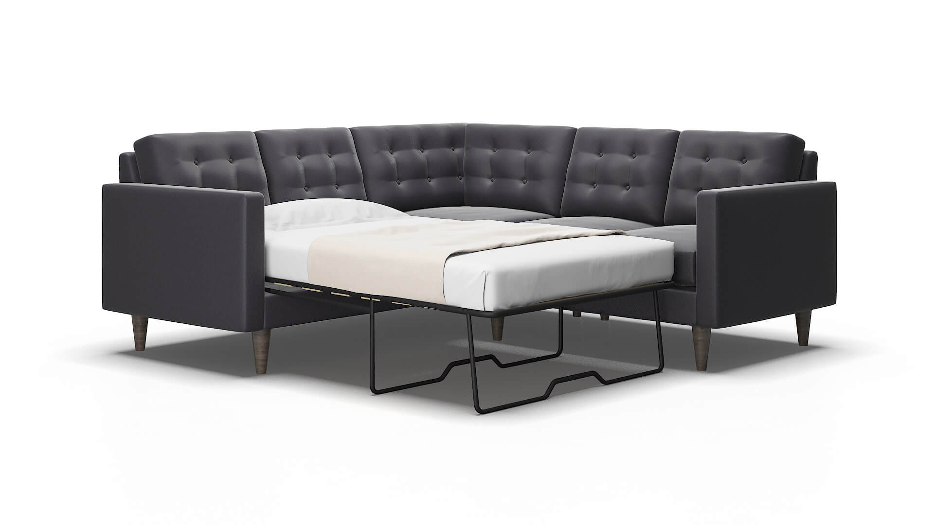 Turin Parker Charcoal Sectional Sleeper Espresso legs 2