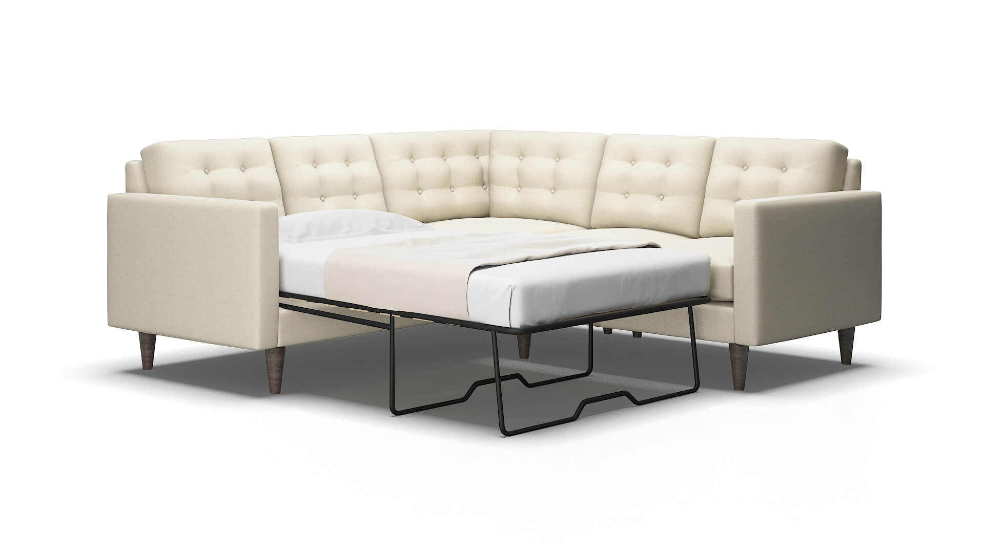 Turin Phoenix ivory Sectional sleeper Espresso Legs  2