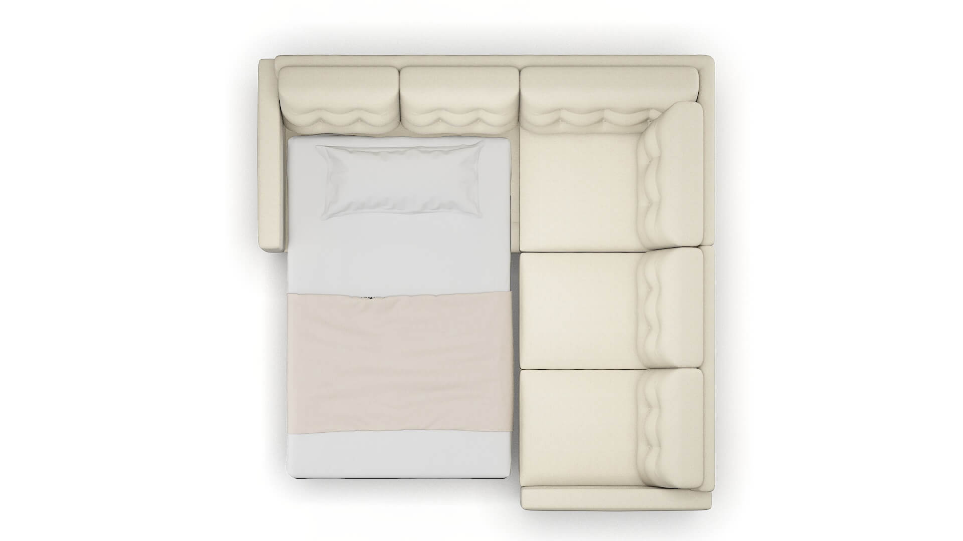 Turin Phoenix Ivory Sectional Sleeper Espresso legs 3