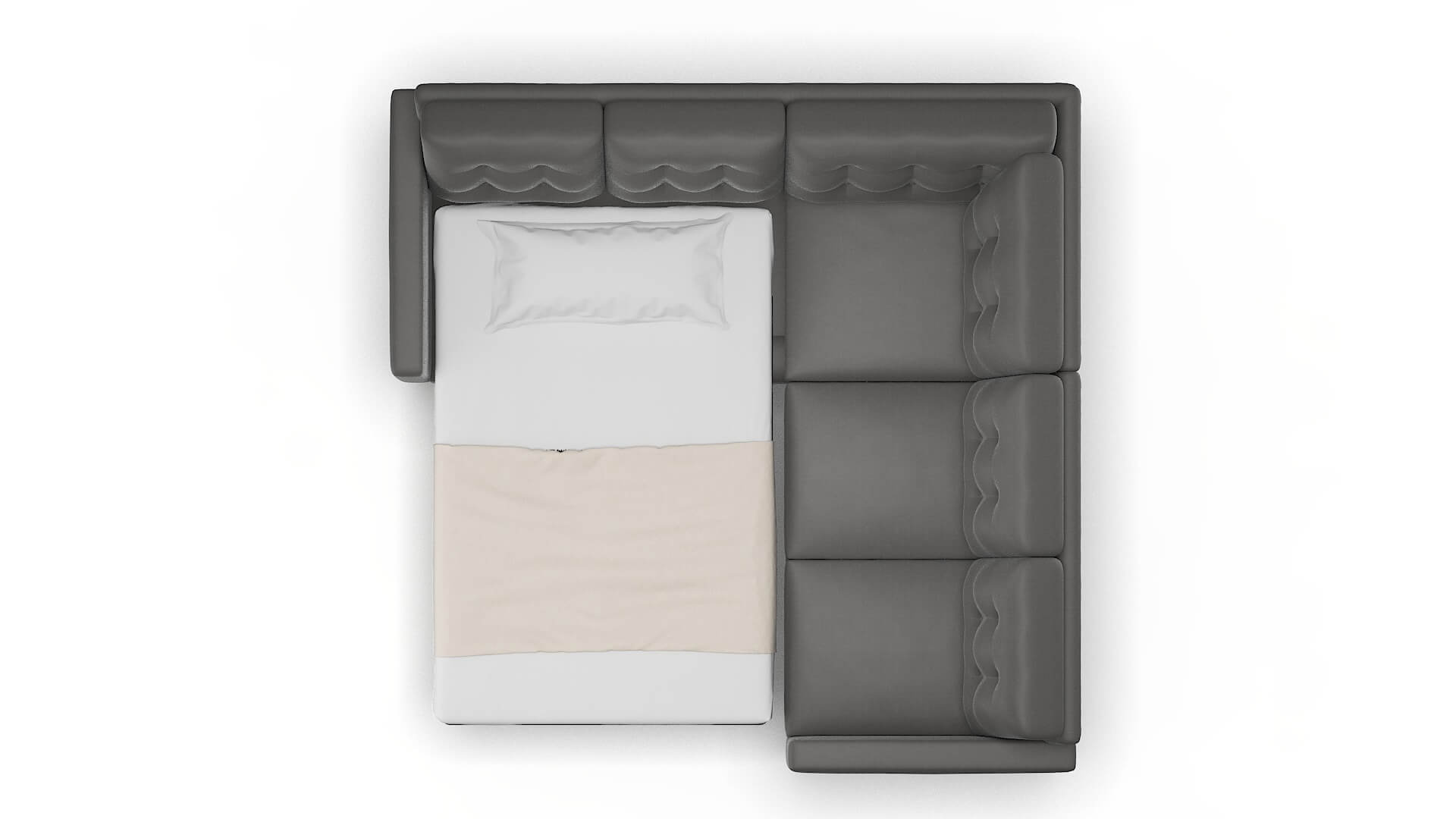 Turin Rocket Charcoal Sectional Sleeper Espresso legs 3