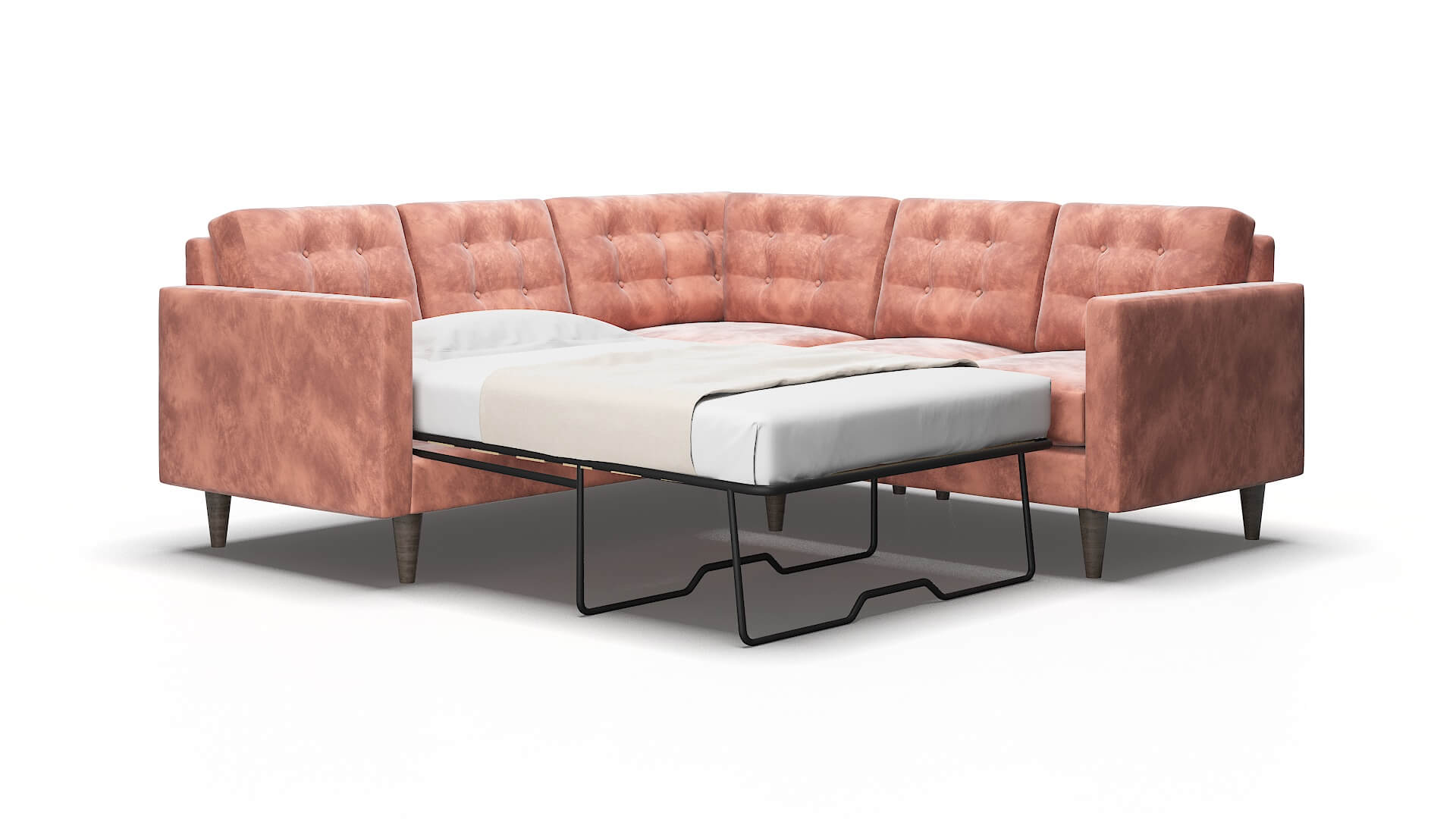 Turin Royale blush Sectional sleeper Espresso Legs  2