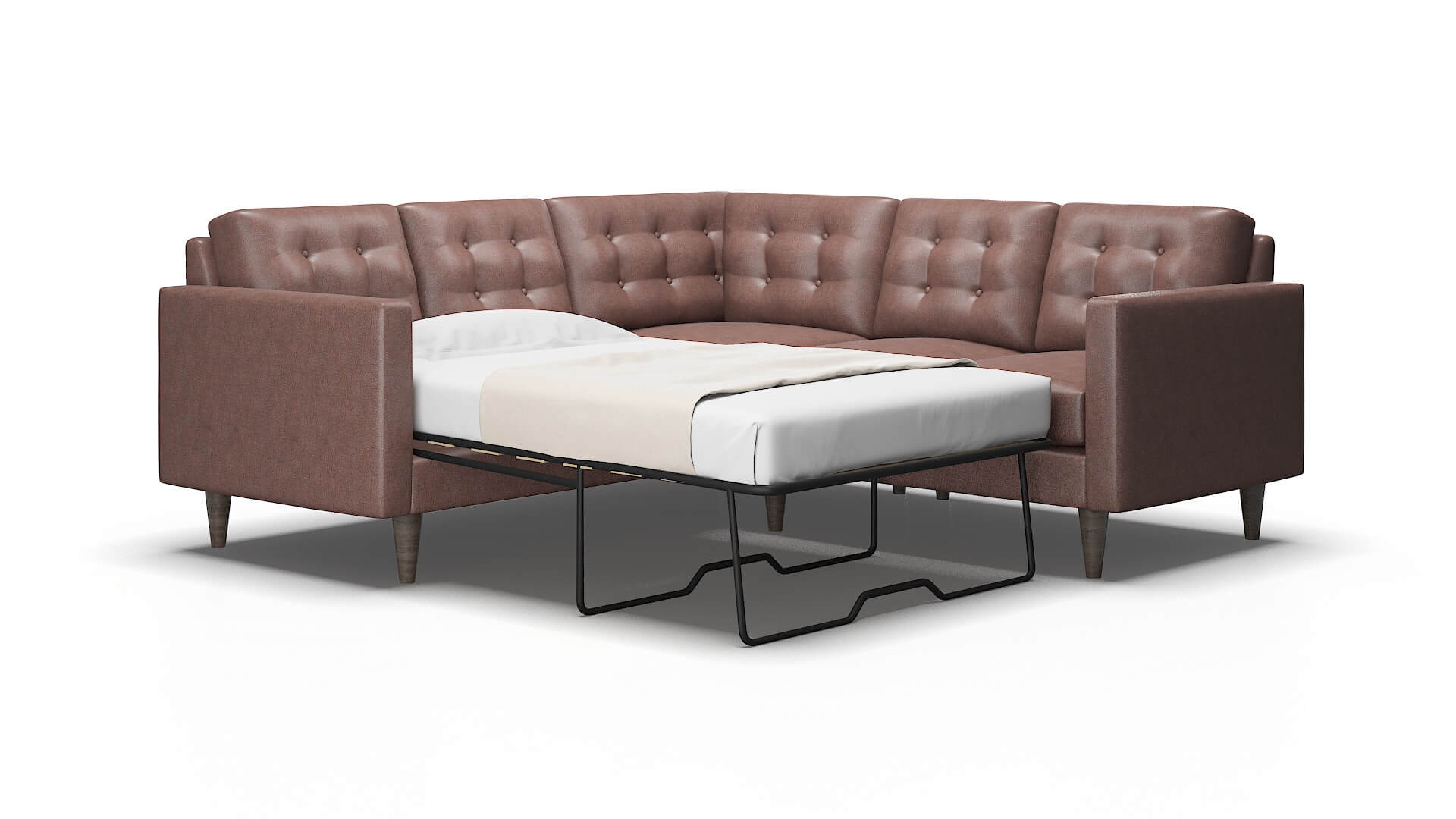 Turin Royale Mocha Sectional Sleeper Espresso legs 2