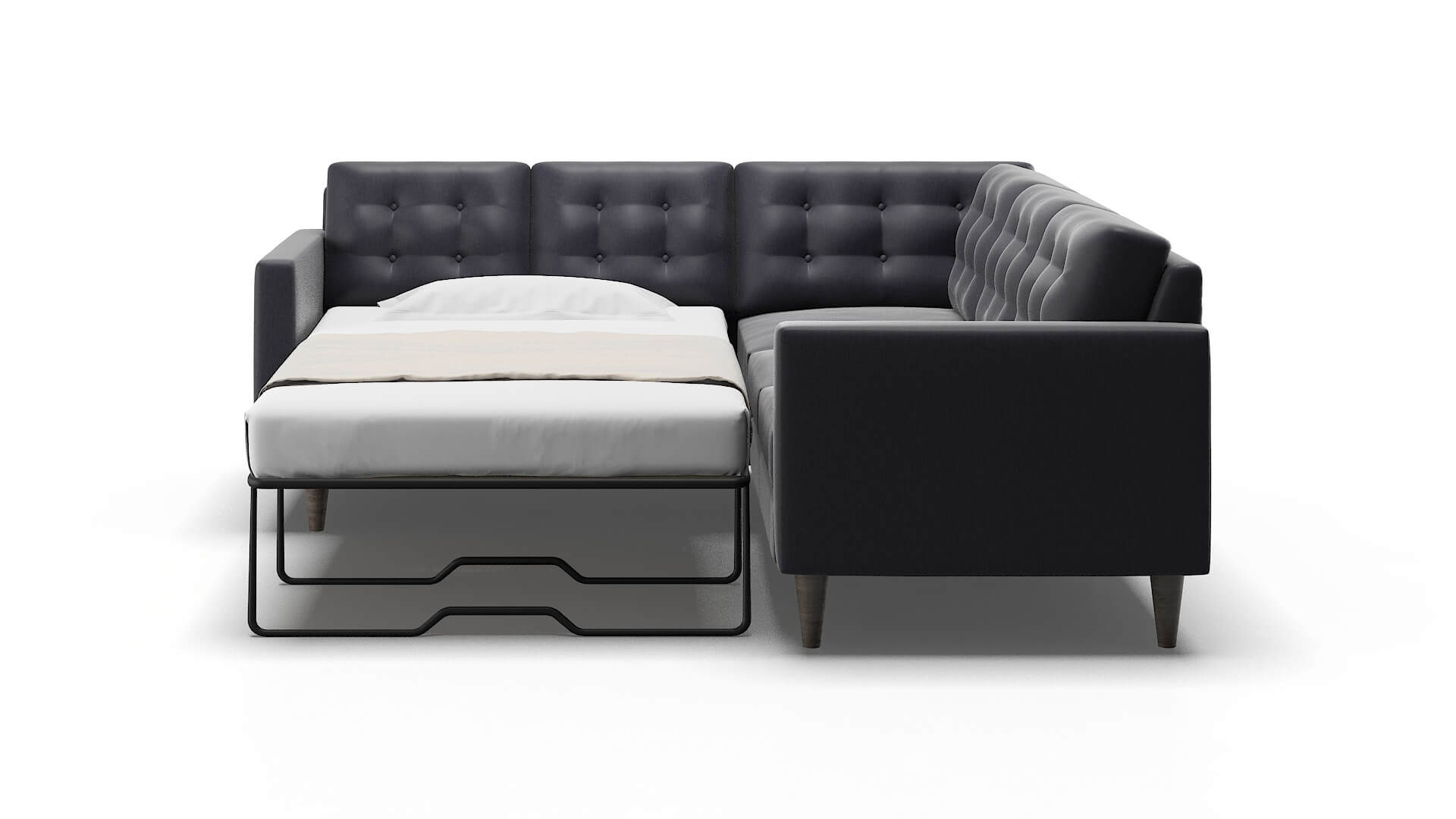 Turin Sasha Navy Sectional Sleeper Espresso legs 1