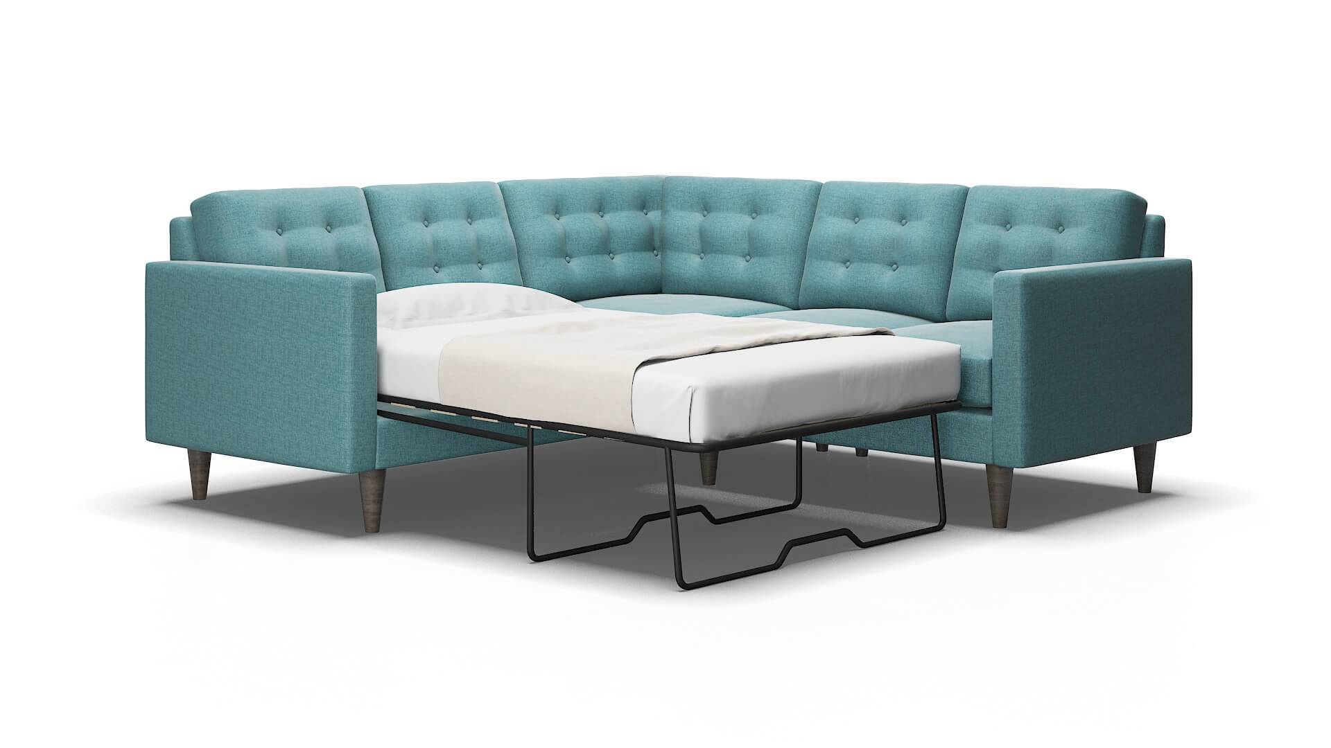 Turin Simplex Blue_moon Sectional Sleeper Espresso legs 2