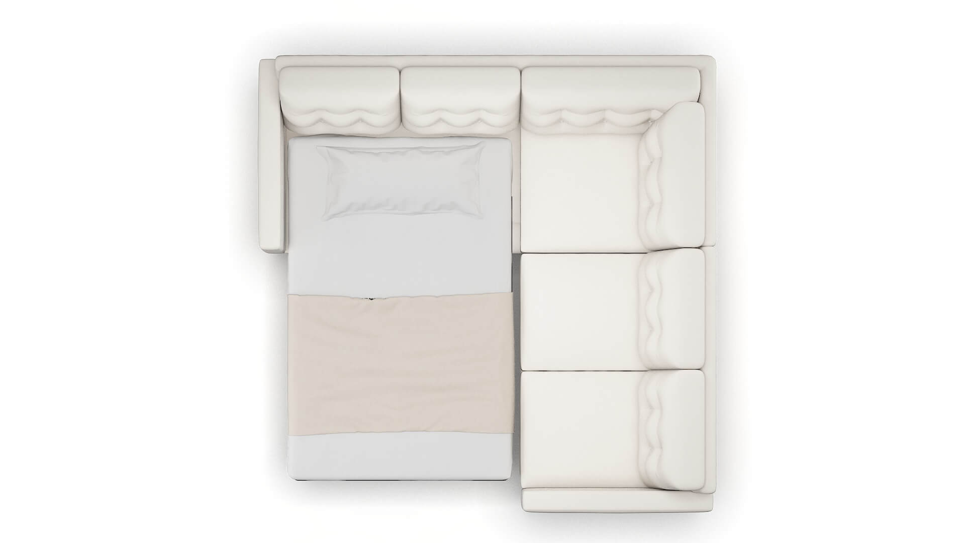 Turin Venice Eggshell Sectional Sleeper Espresso legs 3