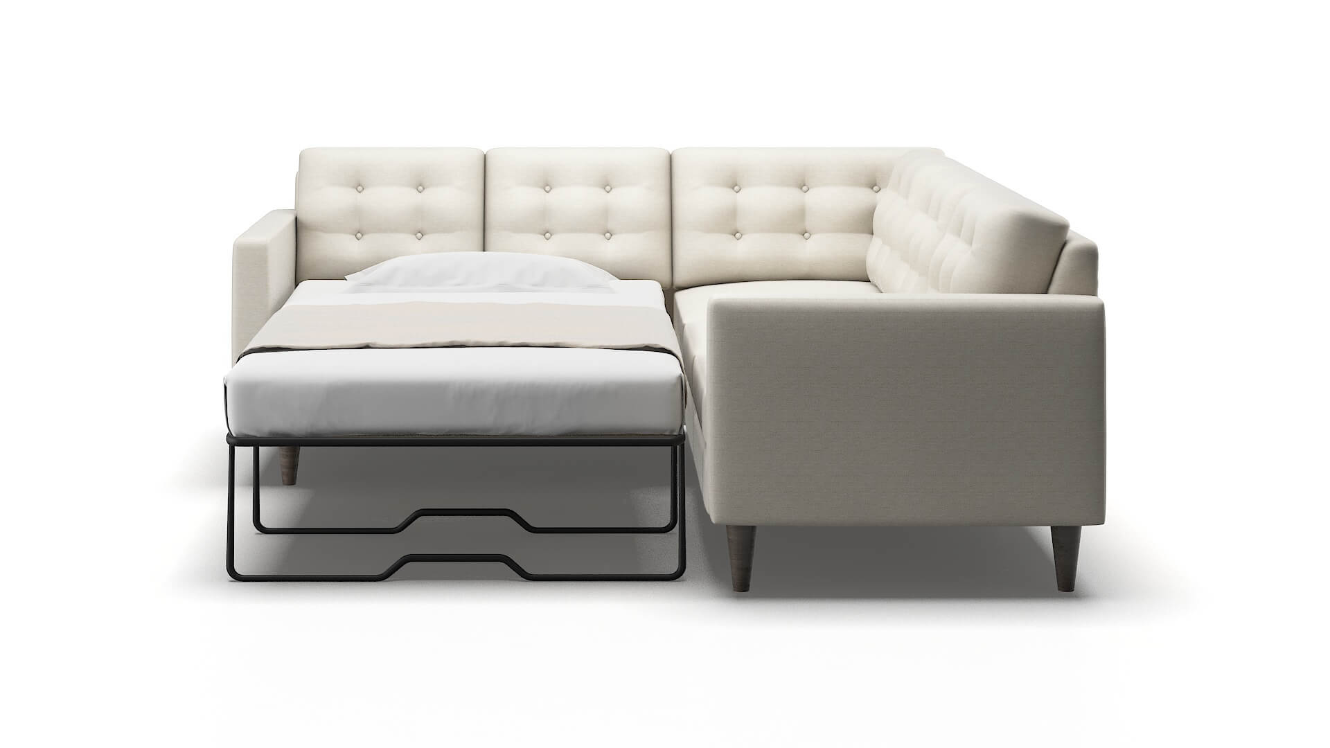 Turin Venus Cream Sectional Sleeper Espresso legs 1
