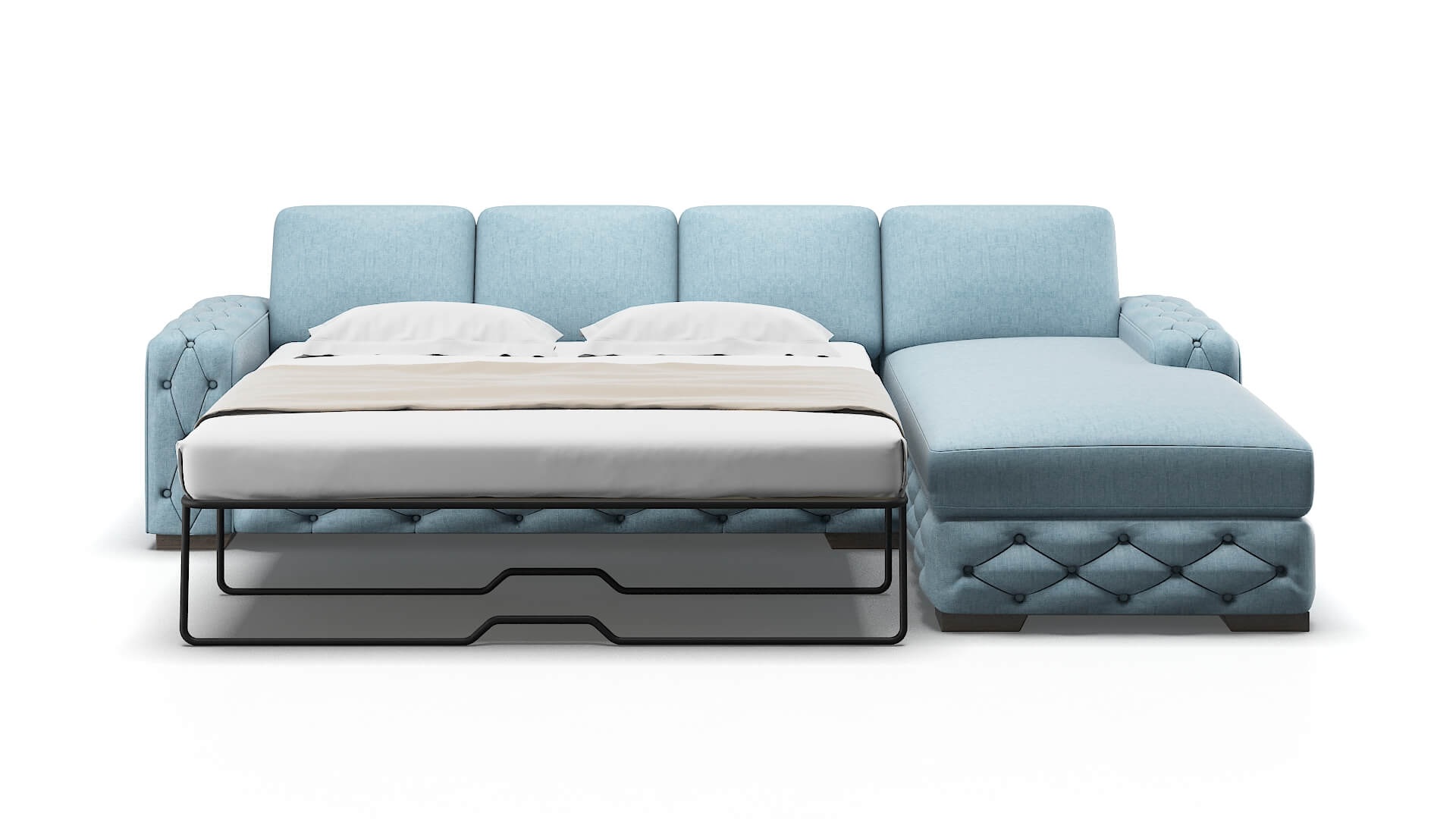 Windsor Atlas Turquoise Panel Sleeper Espresso legs 1