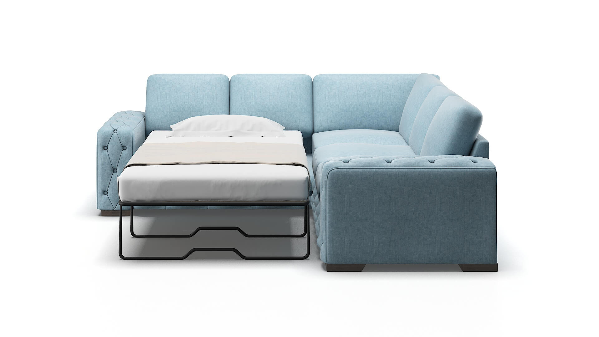 Windsor Atlas Turquoise Sectional Sleeper Espresso legs 1