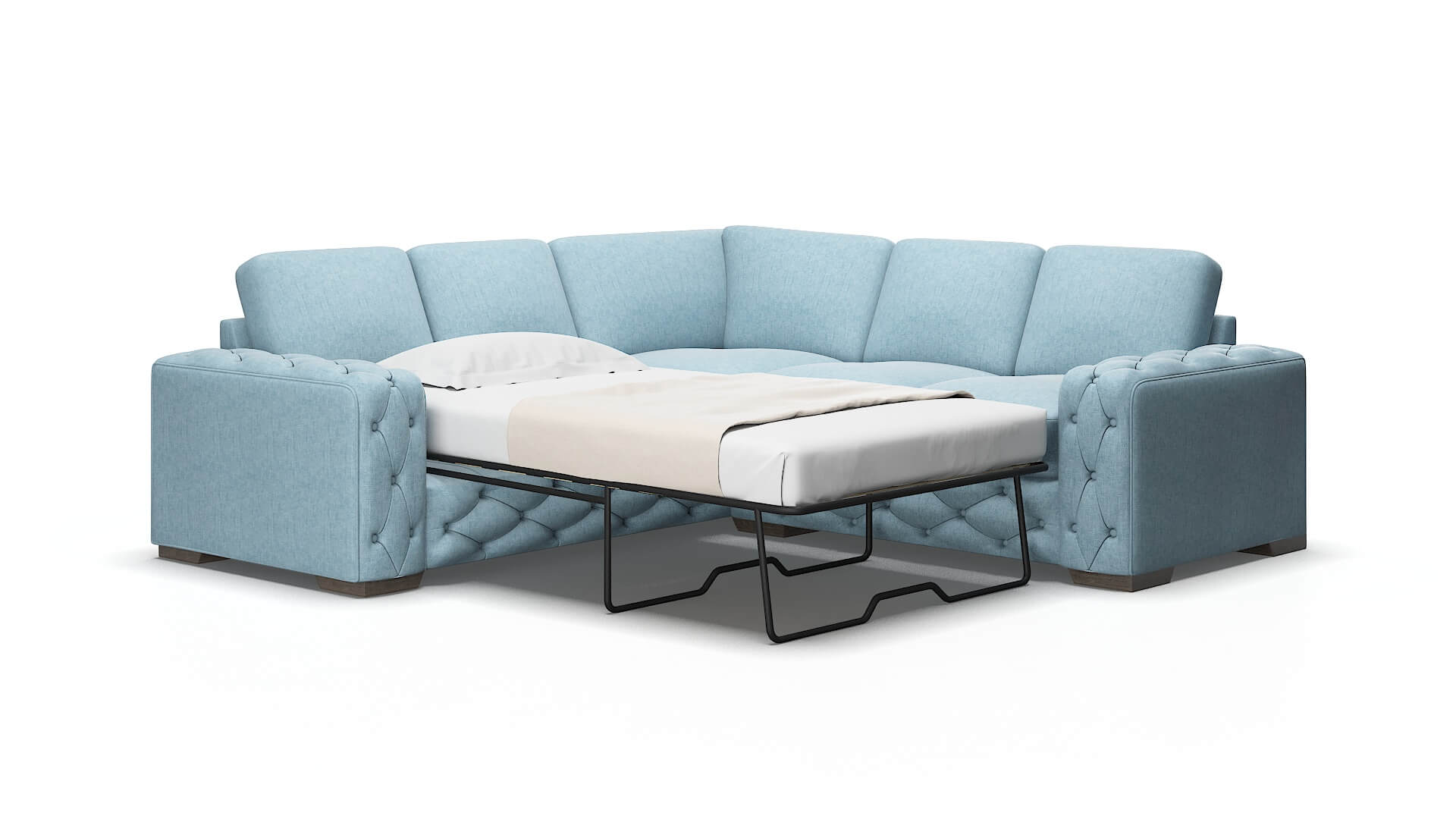 Windsor Atlas Turquoise Sectional Sleeper Espresso legs 2