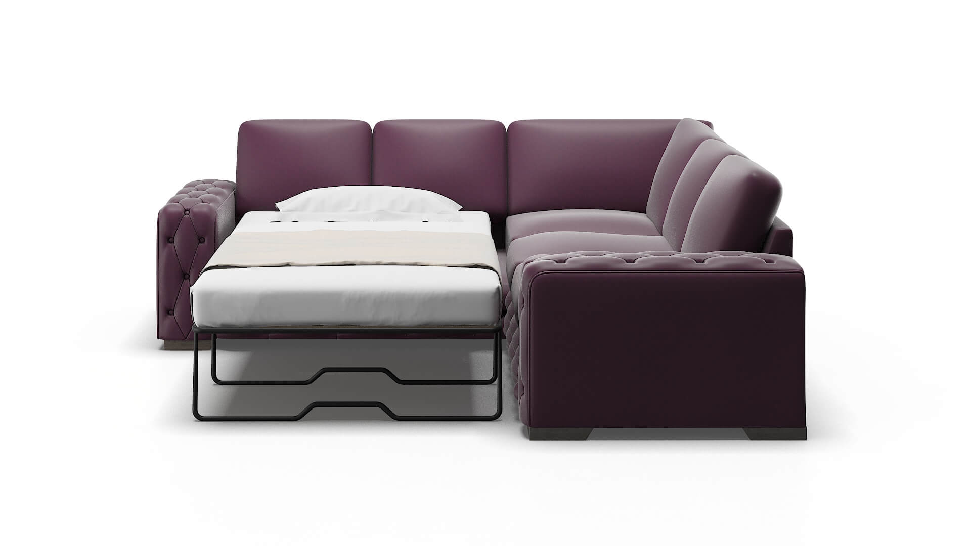 Windsor Bella Aubergine Sectional Sleeper Espresso legs 1