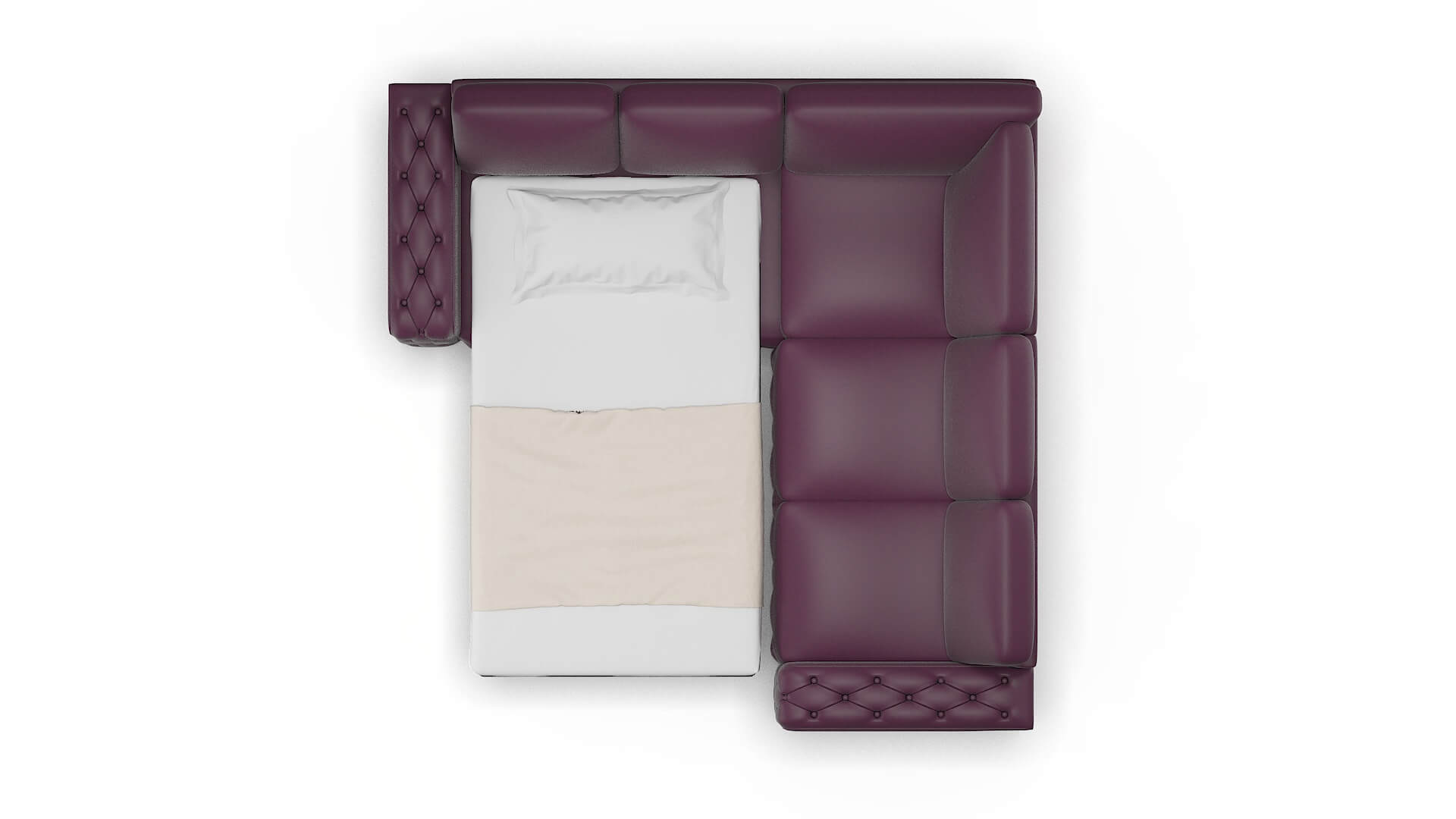 Windsor Bella Aubergine Sectional Sleeper Espresso legs 3
