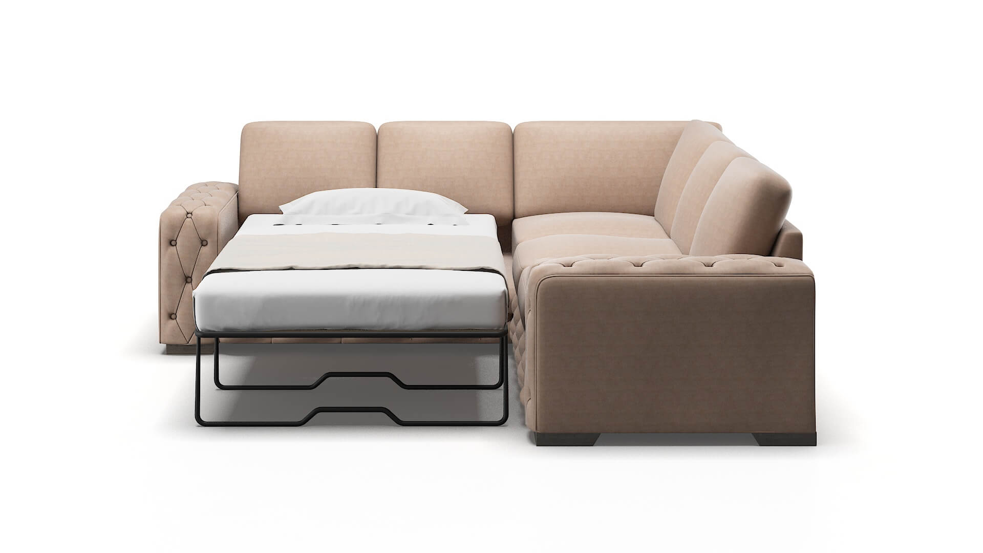 Windsor Bella Pewter Sectional Sleeper Espresso legs 1