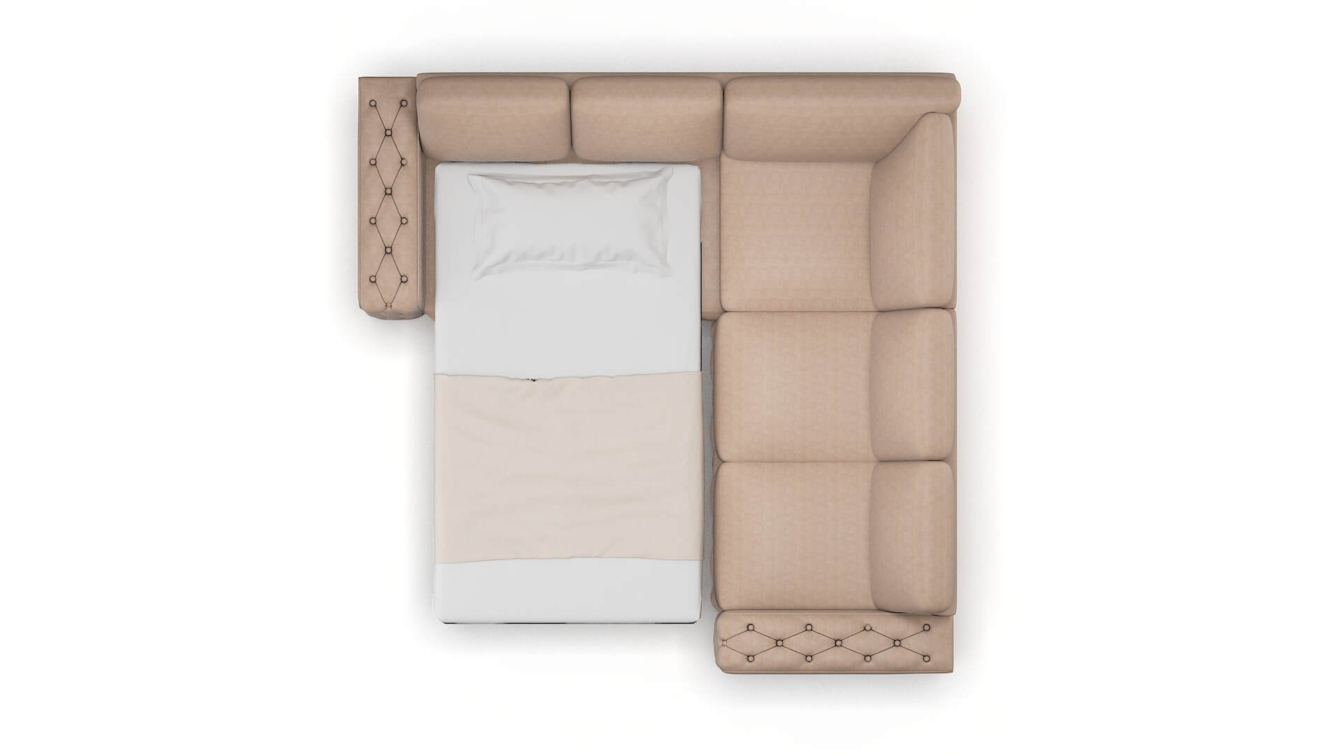 Windsor Bella Pewter Sectional Sleeper Espresso legs 3