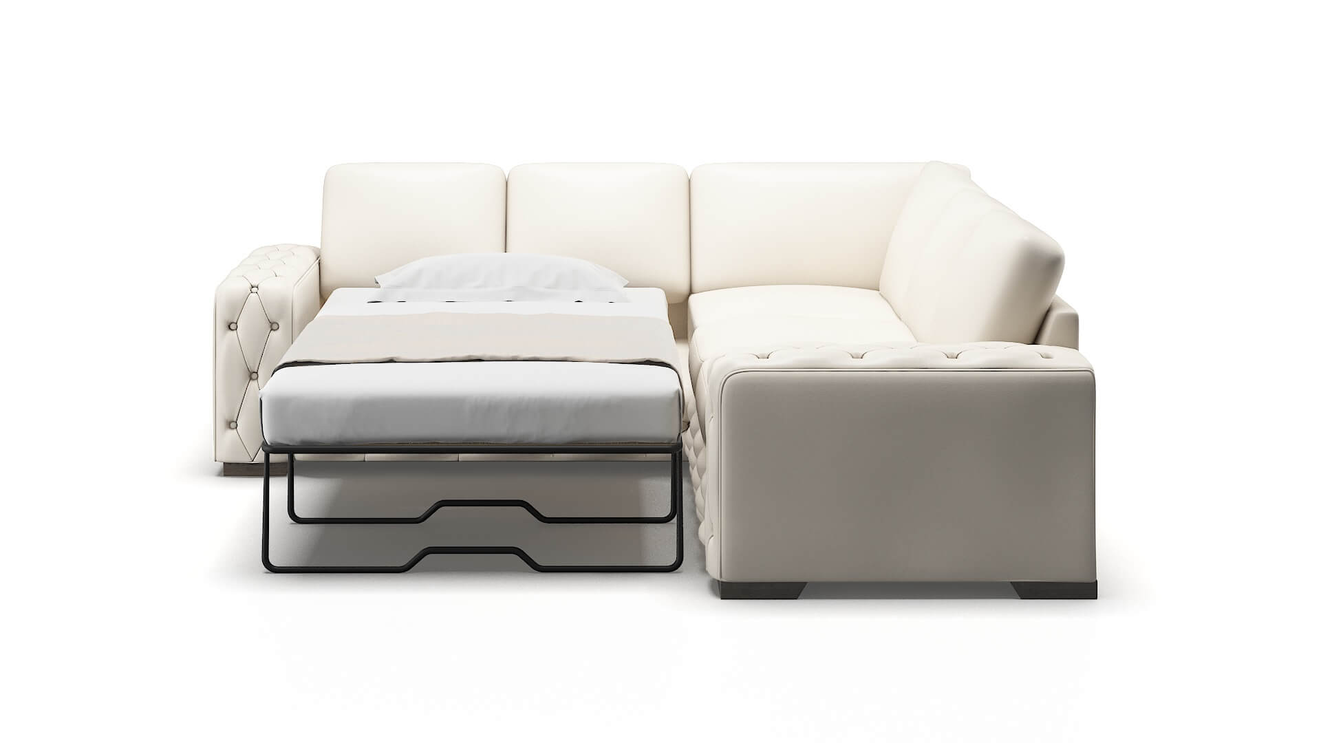 Windsor Blanche Milky Sectional Sleeper Espresso legs 1