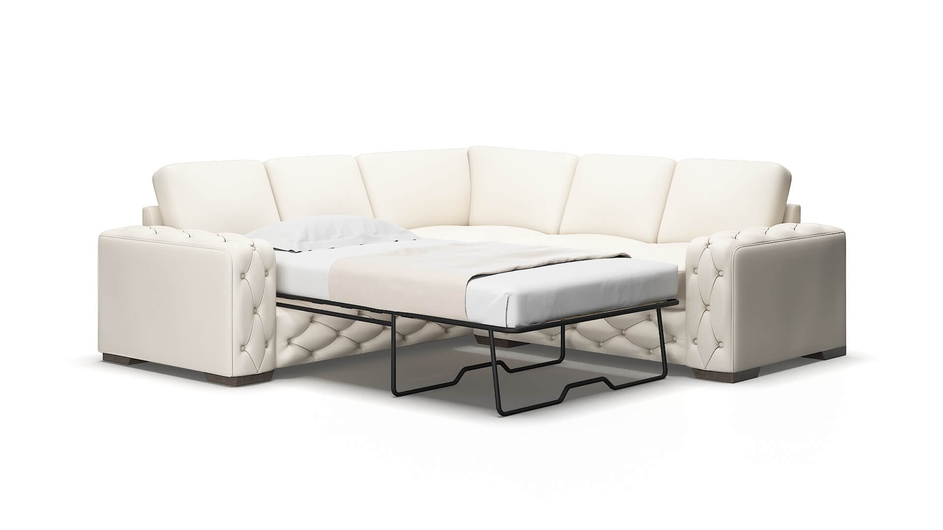 Windsor Blanche Milky Sectional Sleeper Espresso legs 2