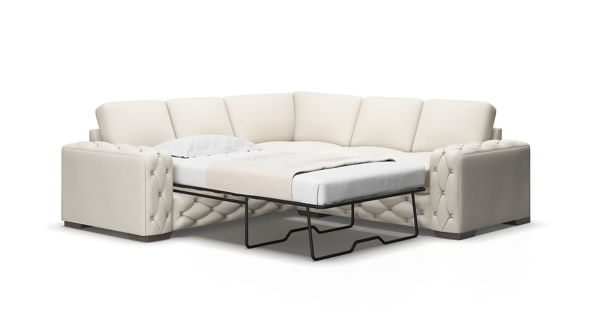 Windsor Bungalow ivory Sectional sleeper Espresso Legs  2