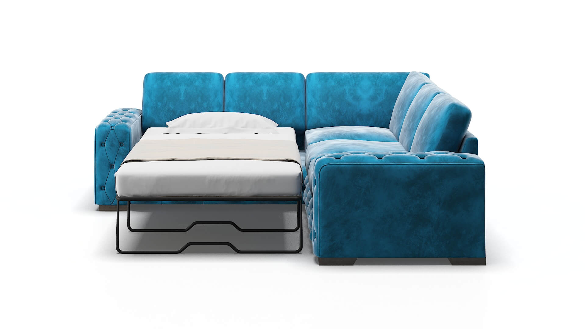 Windsor Buzz Teal Sectional Sleeper Espresso legs 1