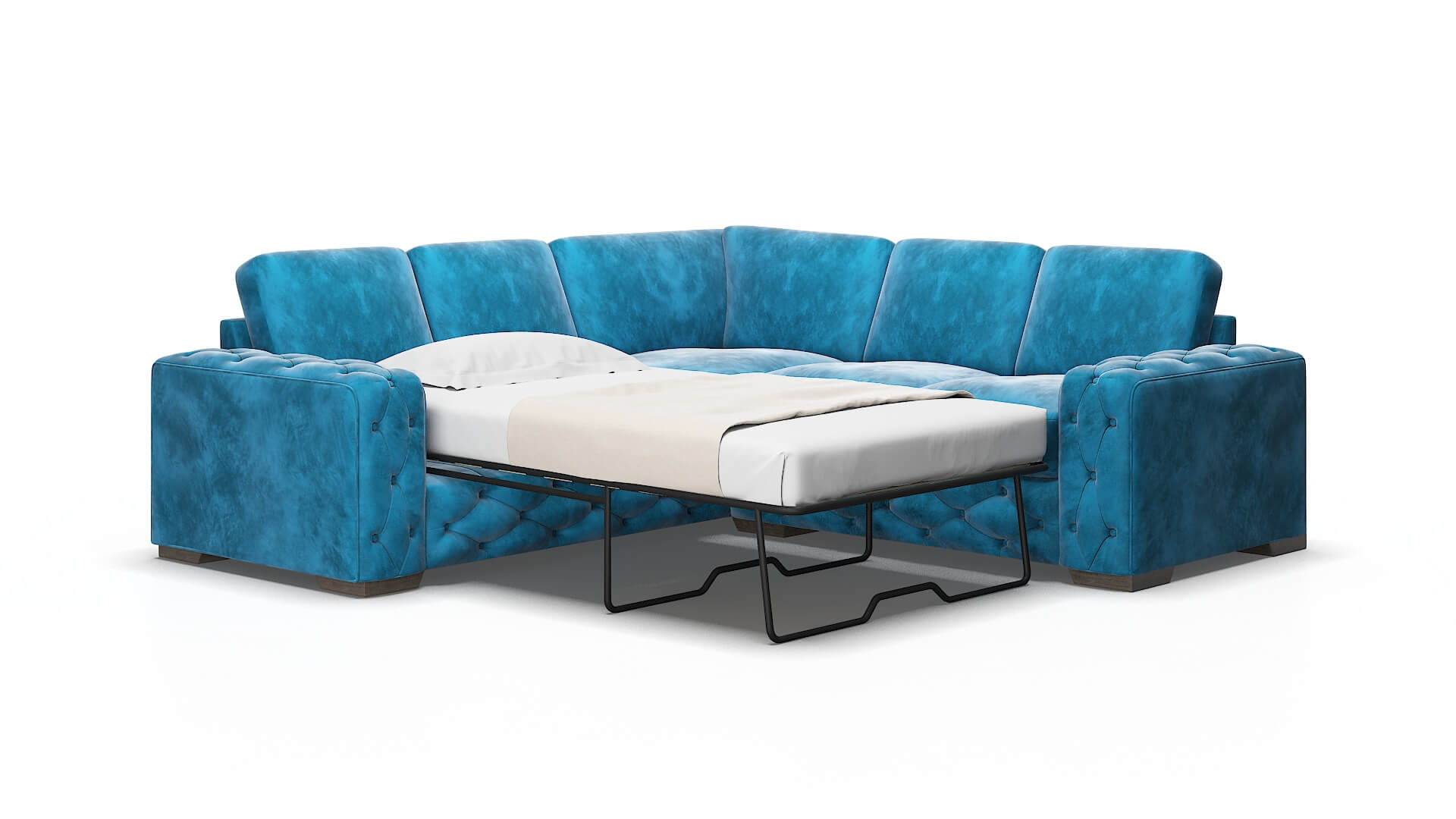 Windsor Buzz teal Sectional sleeper Espresso Legs  2