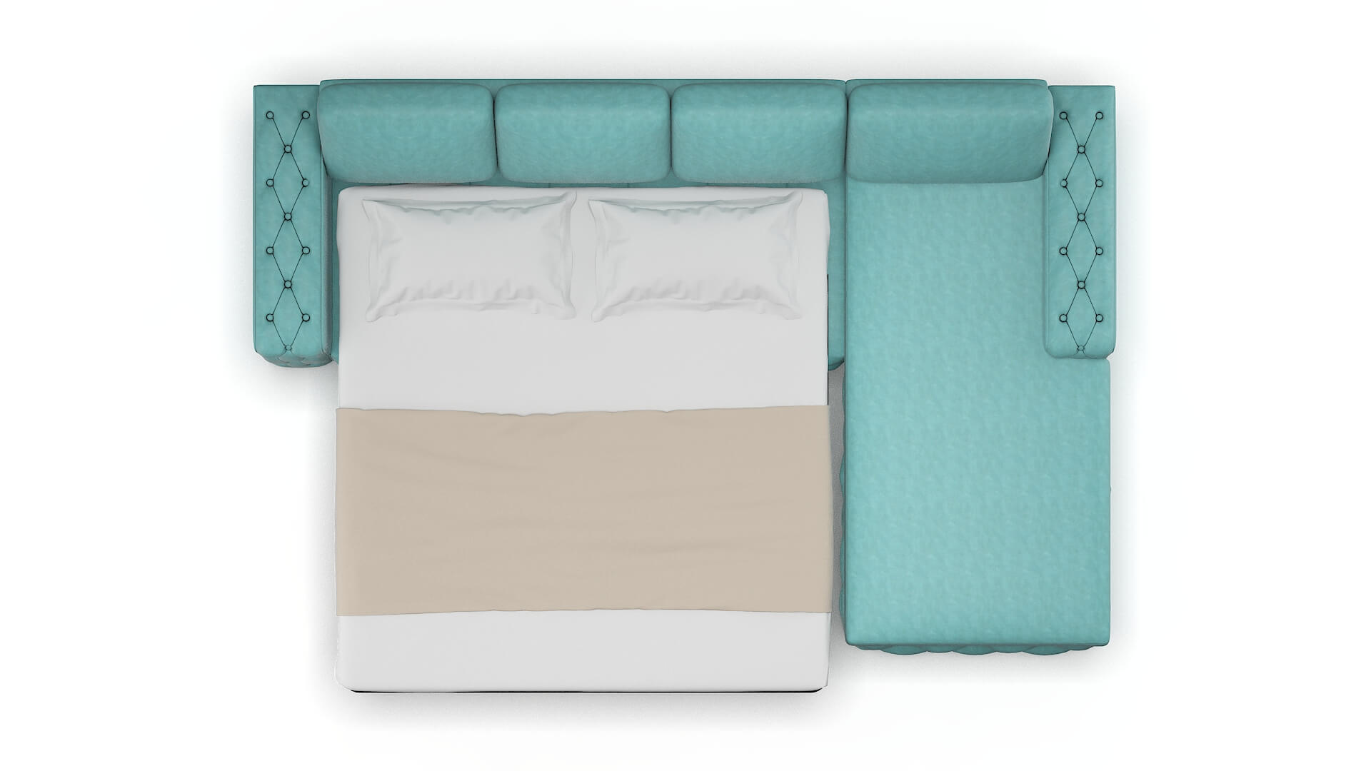 Windsor Curious Turquoise Panel Sleeper Espresso legs 3