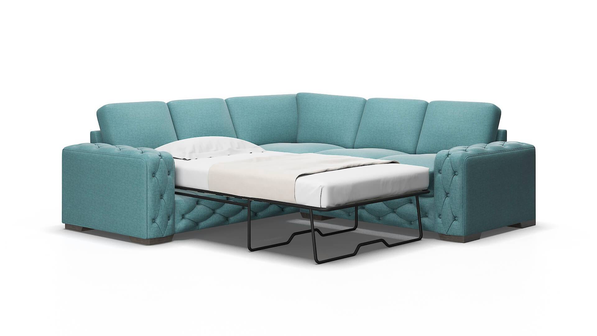 Windsor Elliot Teal Sectional Sleeper Espresso legs 2