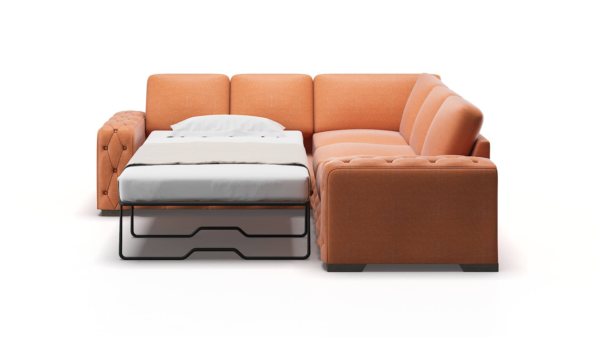 Windsor Hepburn Appricot Sectional Sleeper Espresso legs 1