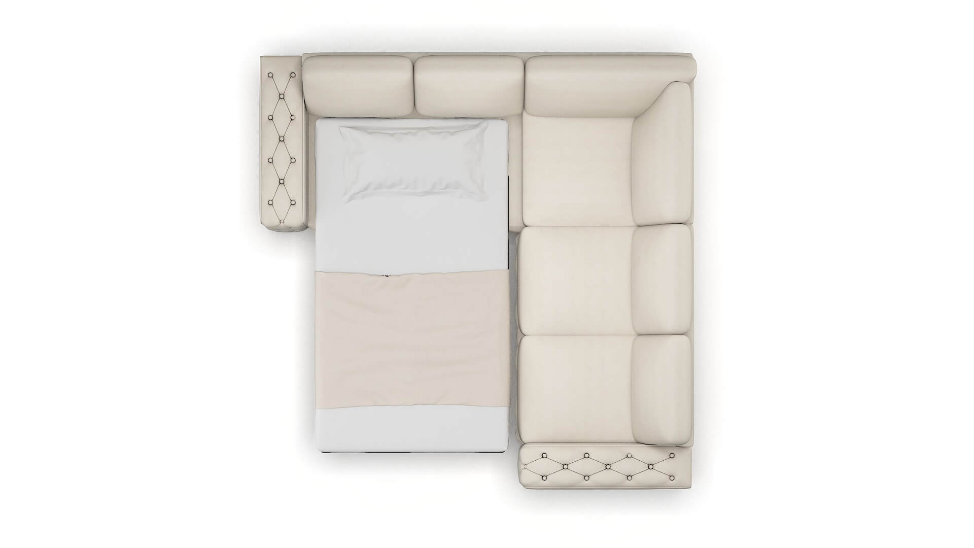 Windsor Malibu Linen Sectional Sleeper Espresso legs 3