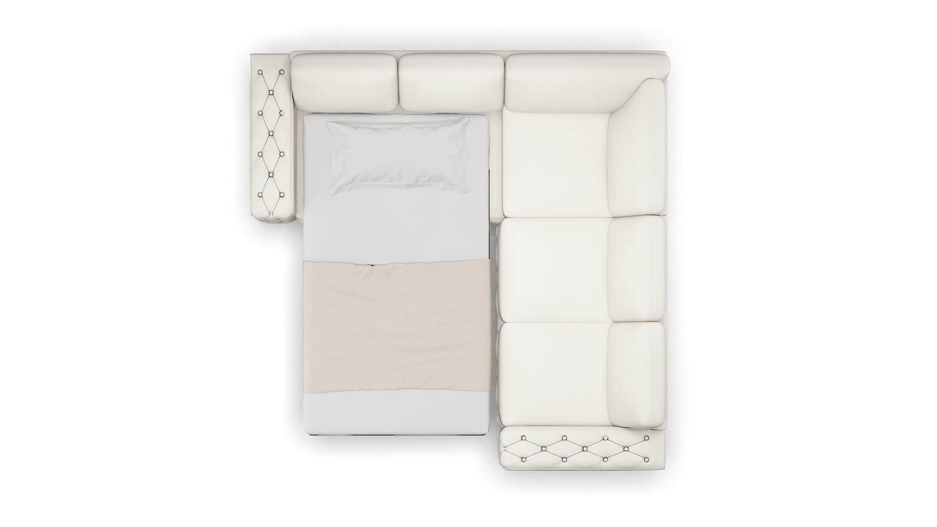 Windsor R_prize Cream Sectional Sleeper Espresso legs 3