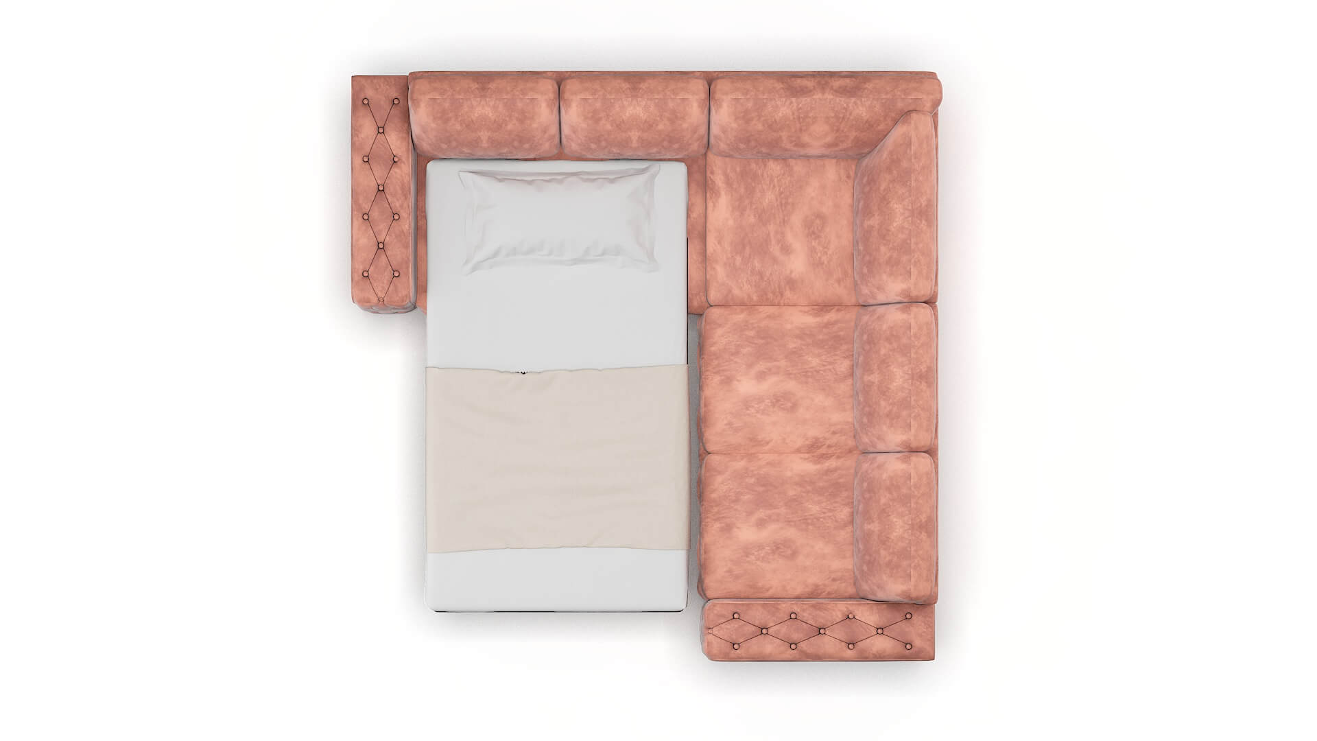 Windsor Royale Blush Sectional Sleeper Espresso legs 3