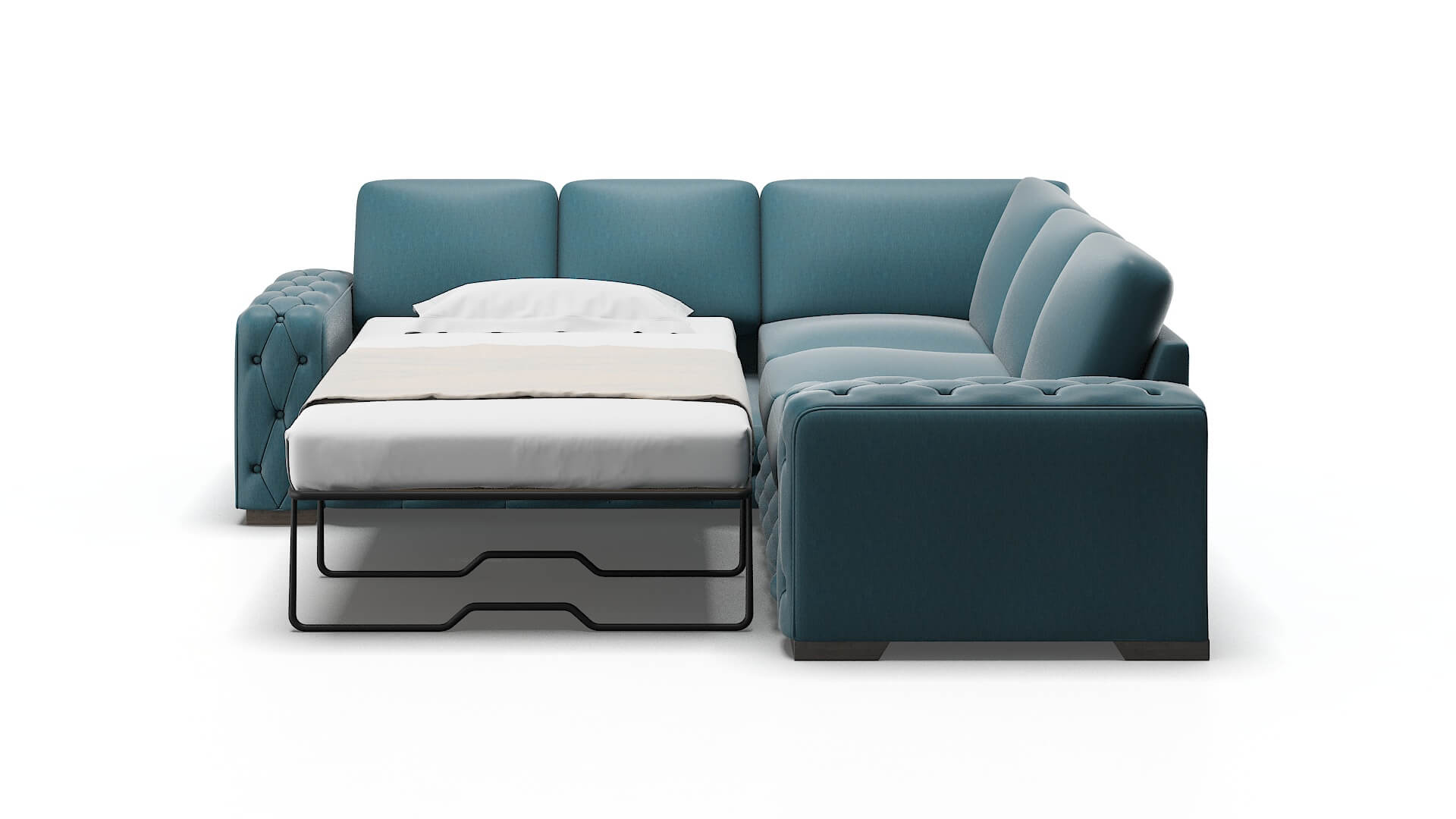 Windsor Royale Electric_blue Sectional Sleeper Espresso legs 1