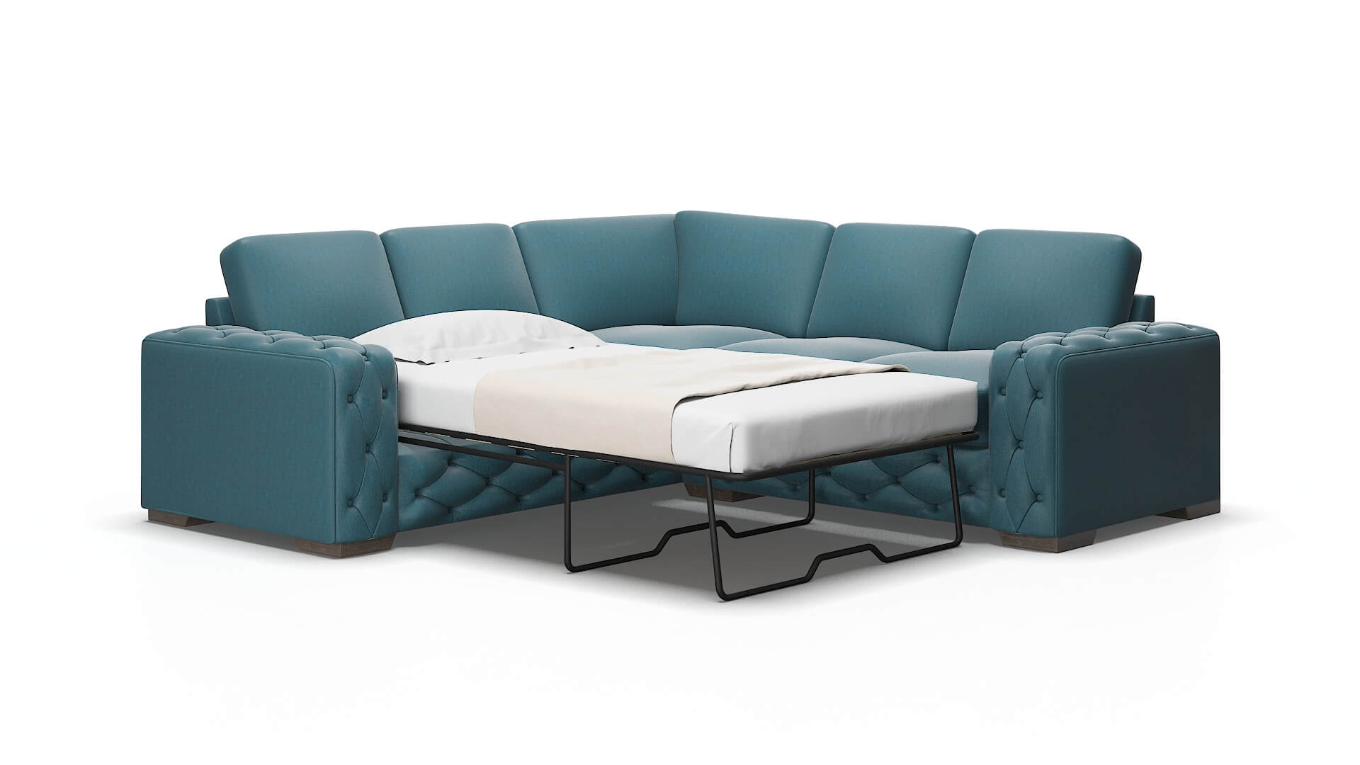 Windsor Royale Electric_blue Sectional Sleeper Espresso legs 2