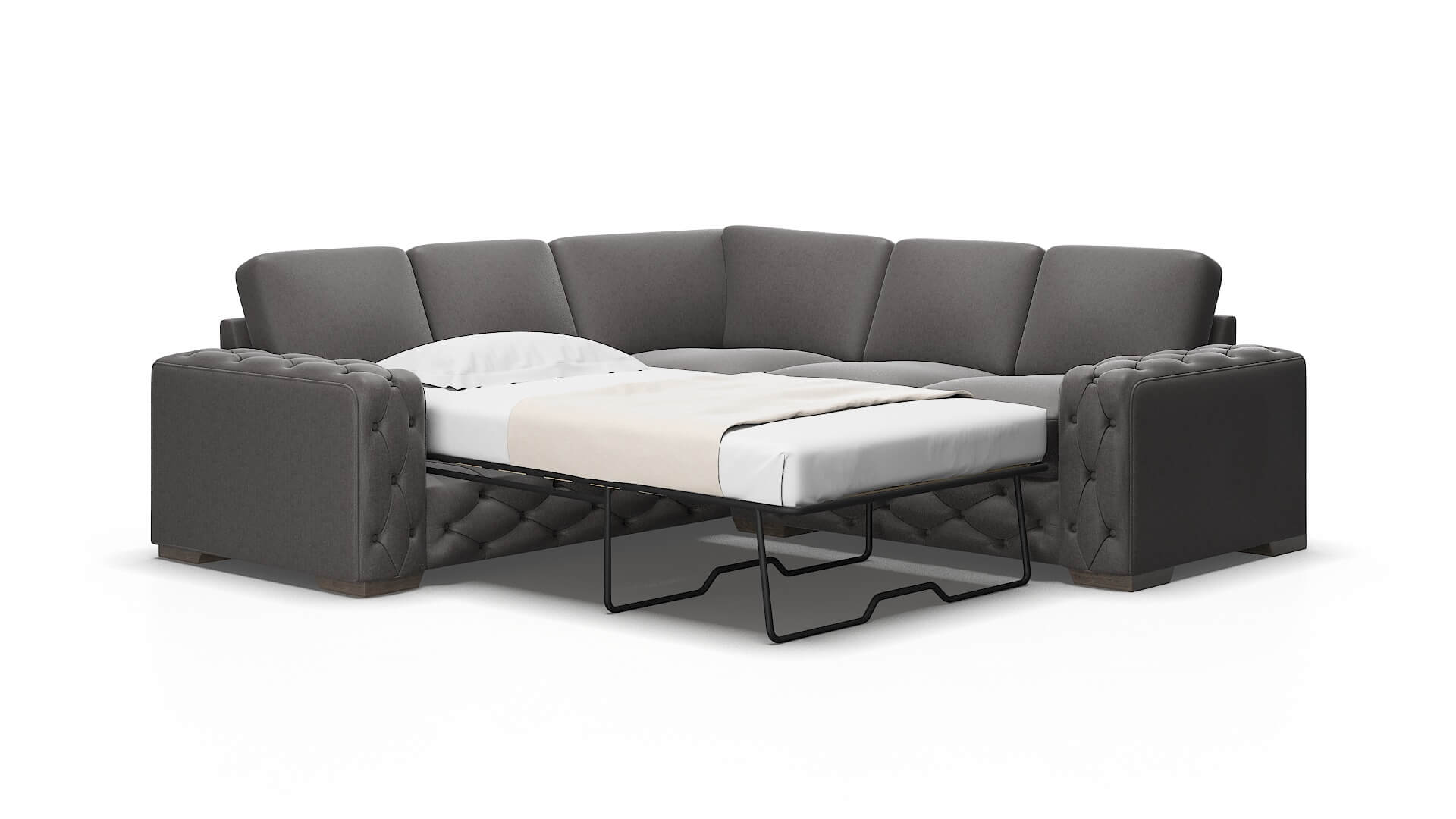 Windsor Sasha Grey Sectional Sleeper Espresso legs 2