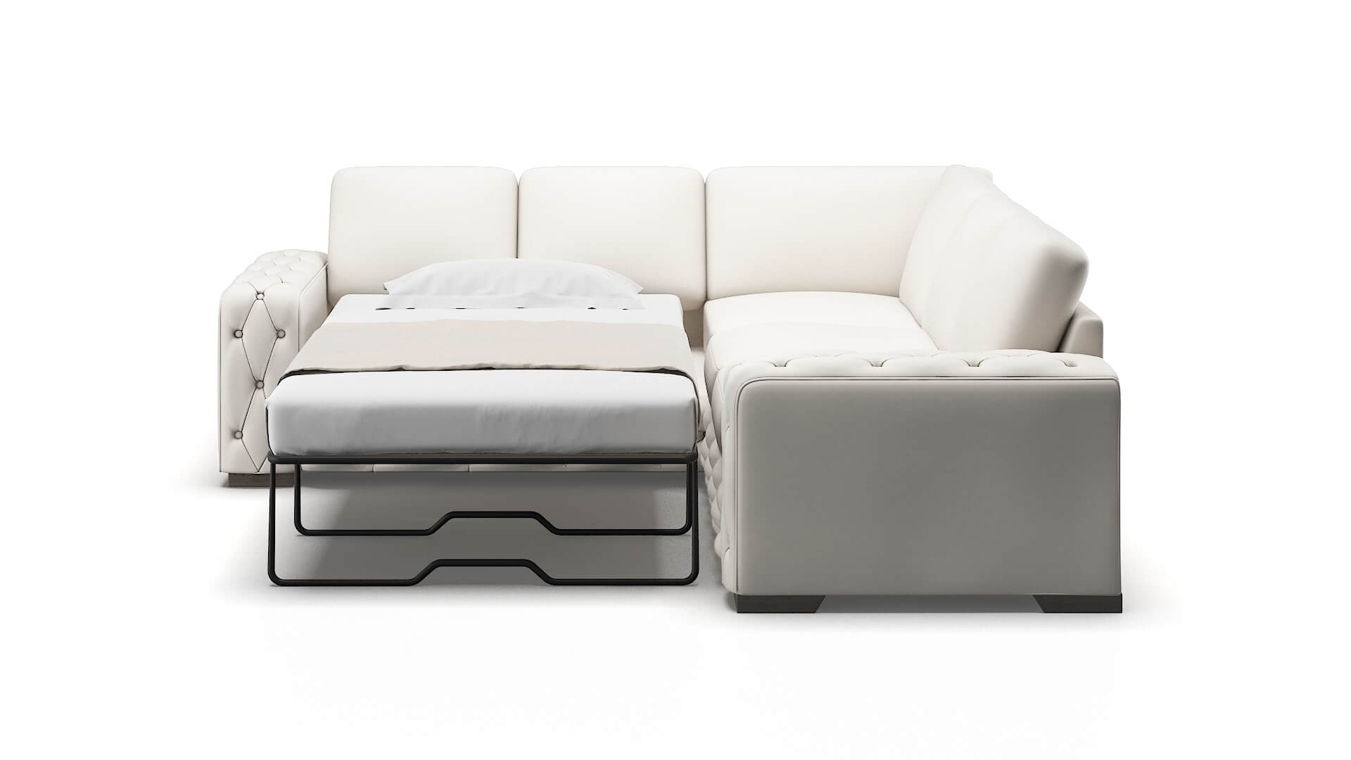 Windsor Venice Eggshell Sectional Sleeper Espresso legs 1