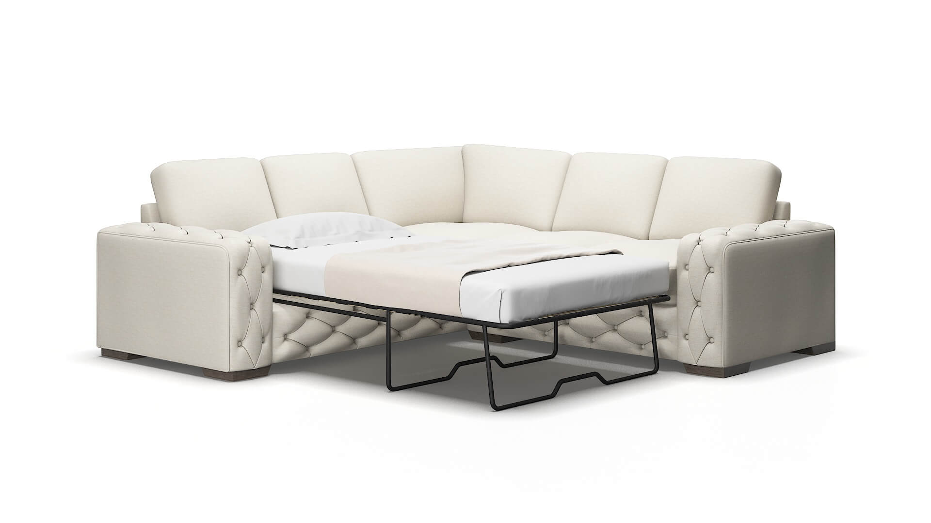 Windsor Venus Cream Sectional Sleeper Espresso legs 2