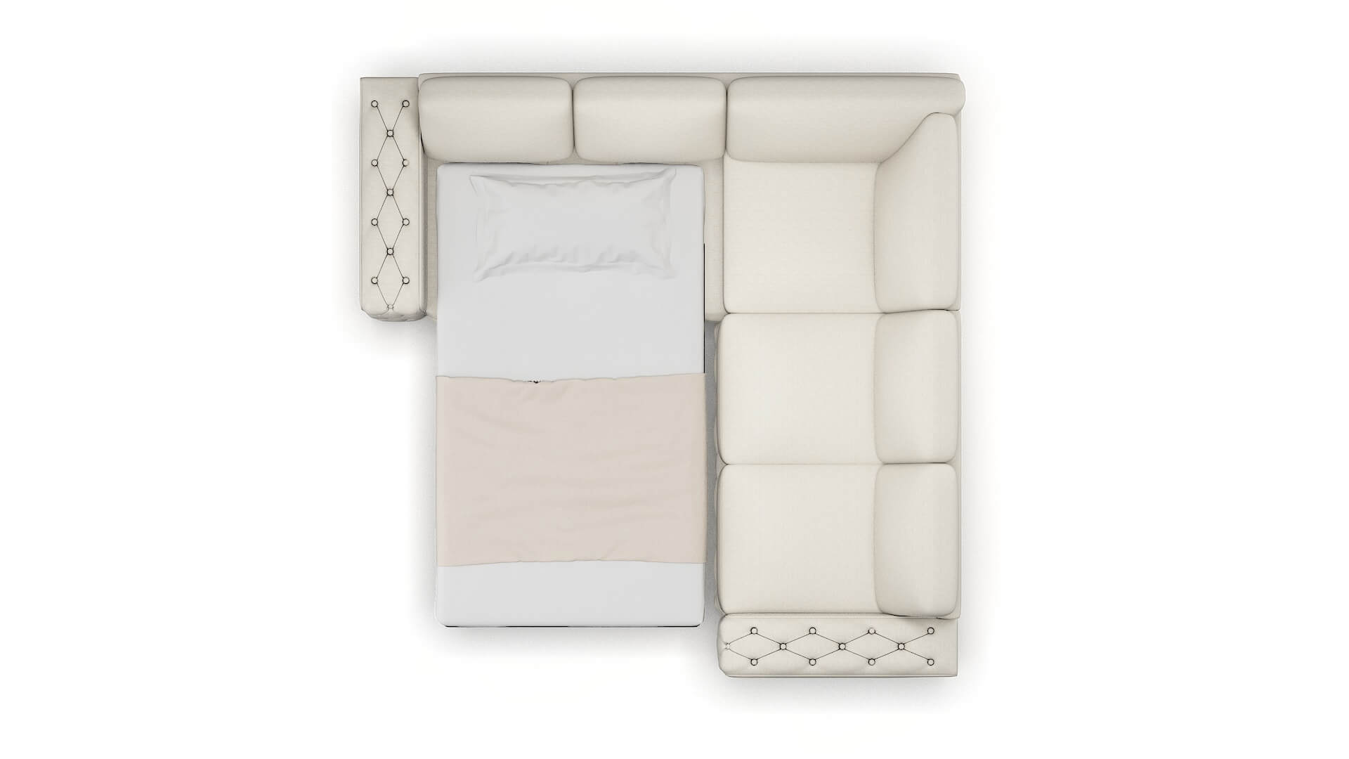 Windsor Venus Cream Sectional Sleeper Espresso legs 3