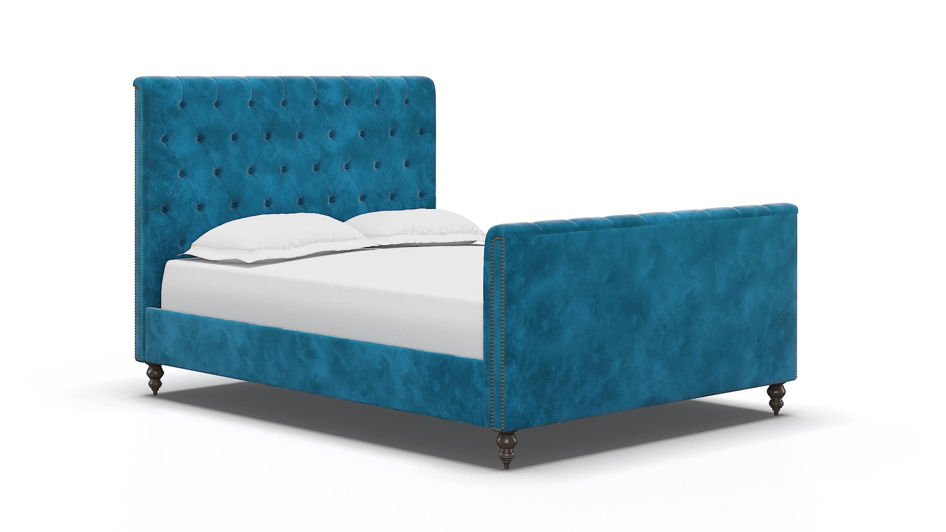 Sophia Buzz Teal Bed espresso legs 2