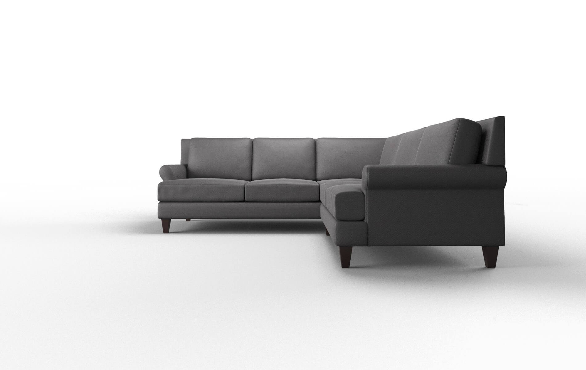 Stockholm Catalina Charcoal Sectional espresso legs 5