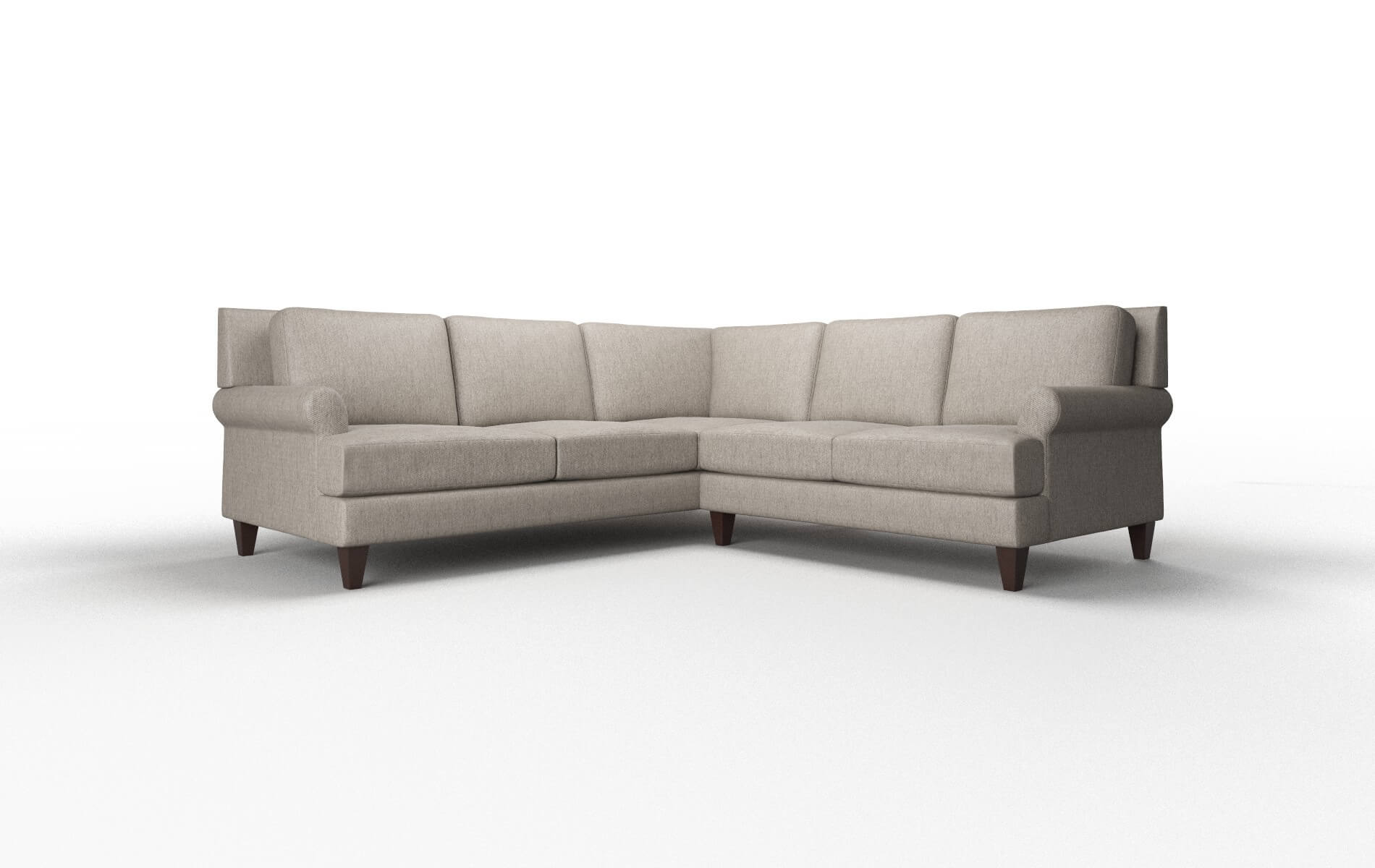Stockholm Cosmo Taupe Sectional espresso legs 1