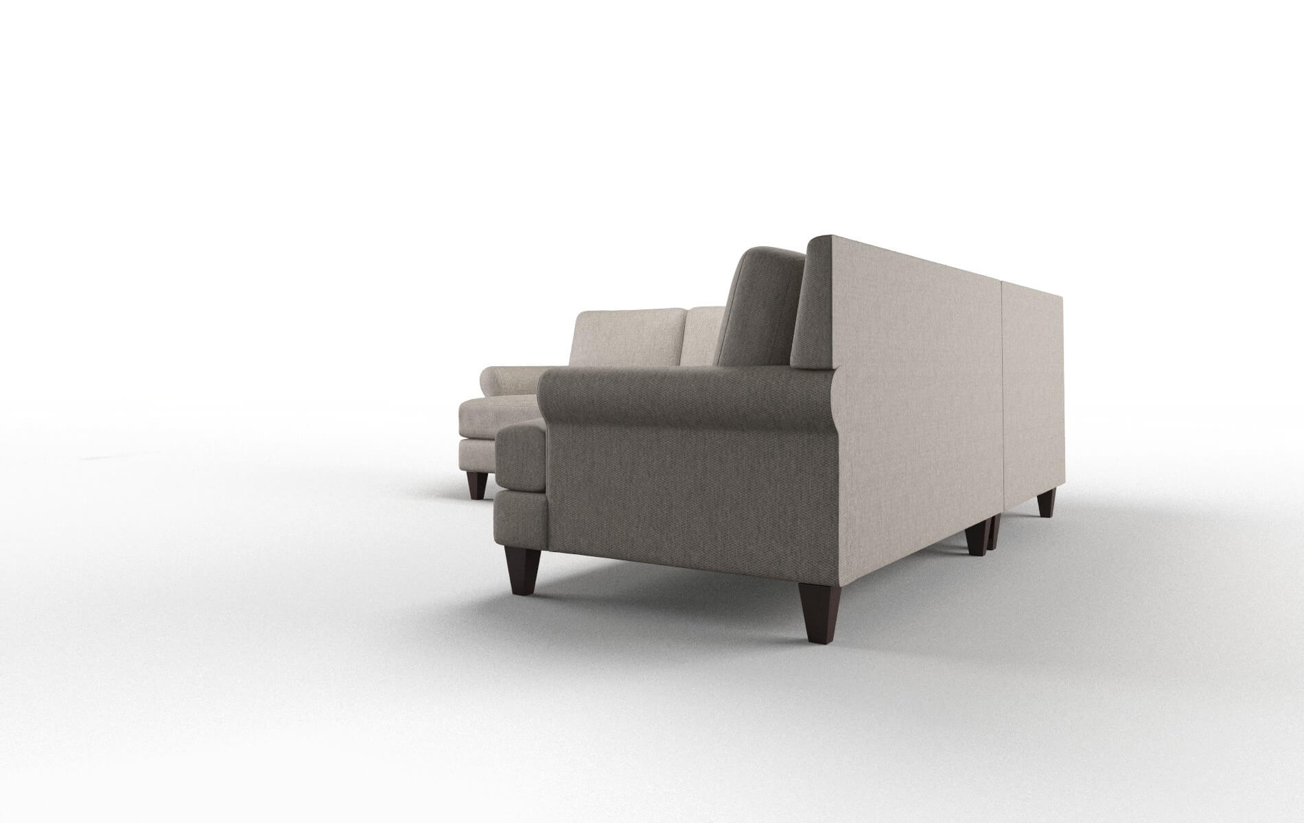 Stockholm Cosmo Taupe Sectional espresso legs 4