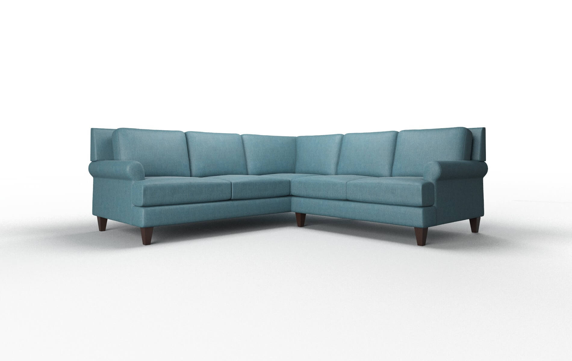 Stockholm Cosmo Teal Sectional espresso legs 1