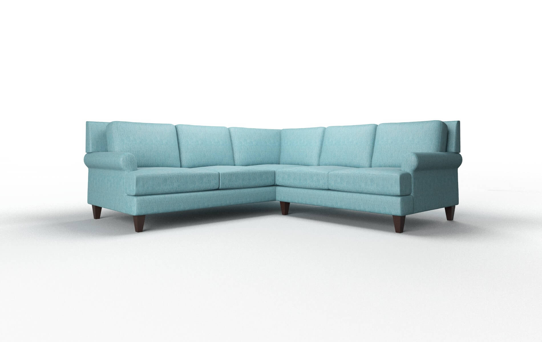 Stockholm Cosmo Turquoise Sectional espresso legs 1
